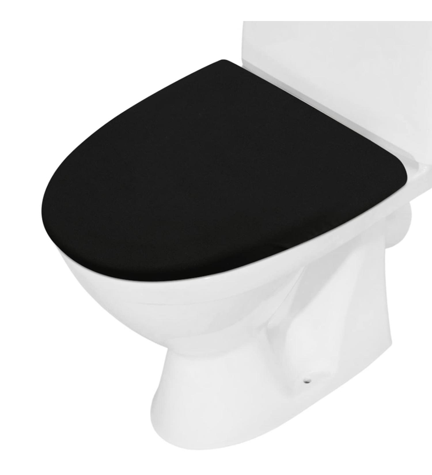 Stretch Spandex Washable Black Toilet Lid Cover - Elastic Bottom Seat Protector - Buy Online on GoSupps.com