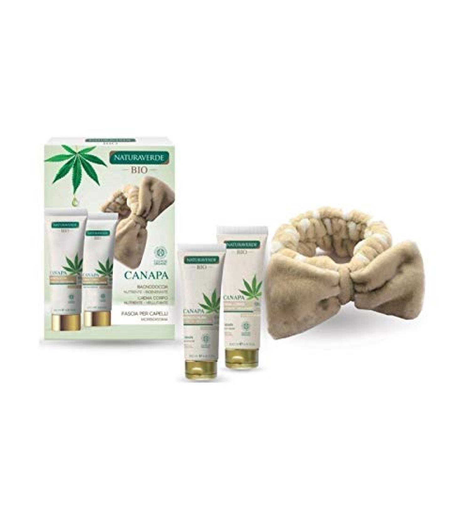 Naturaverde bio hemp - 250 ml body wash + 200 ml body cream + hair band