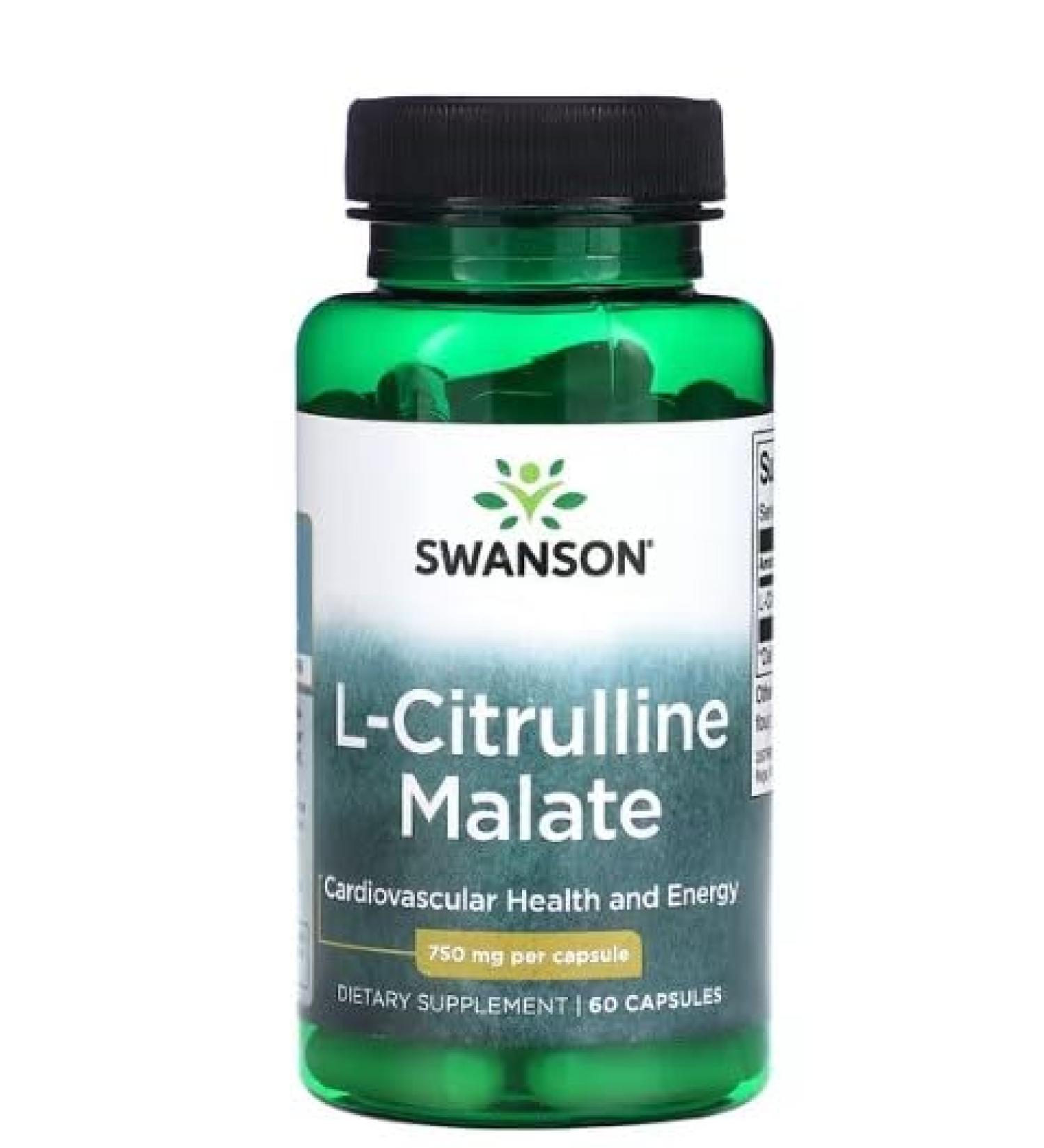 Swanson L-Citrulline Malate Complex 750mg - 60 Caps | Endurance & Cardio Support - Buy Online on GoSupps.com