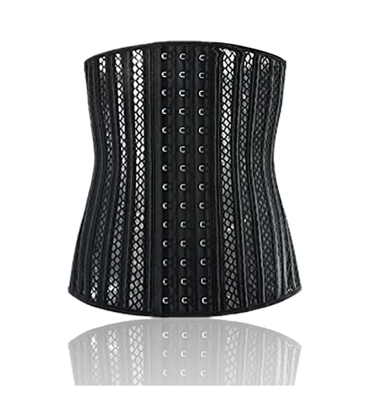 Men's Waist Trainer Belt Corset - Trimmer Belly Sweat Band Girdle Cincher | Medium Black | International Shipping - Buy Online on GoSupps.com