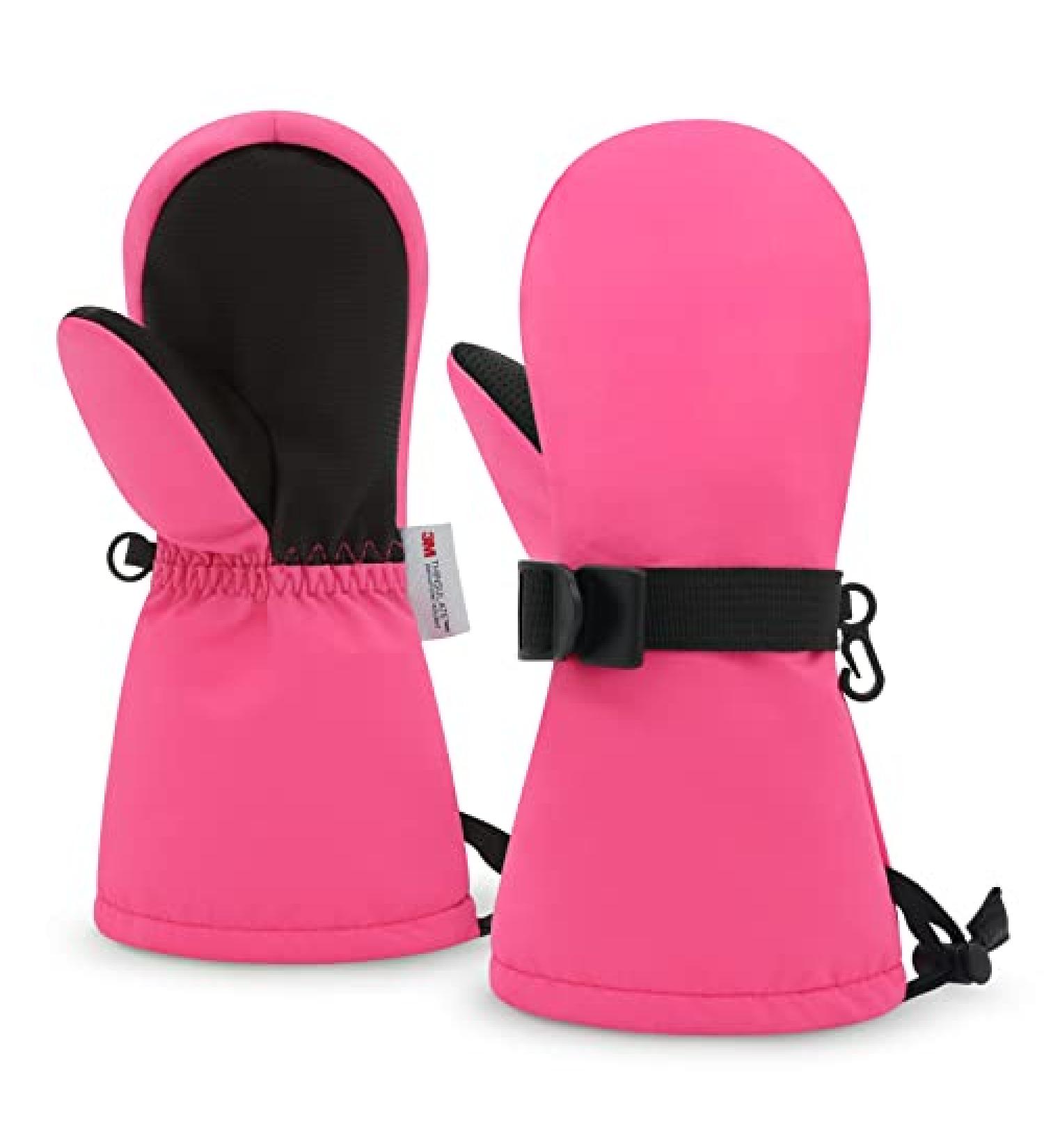 Sarfel Waterproof Toddler Mittens | Kids Snow Gloves for Baby Winter | 2-3 Years | Hot Pink - Buy Online on GoSupps.com