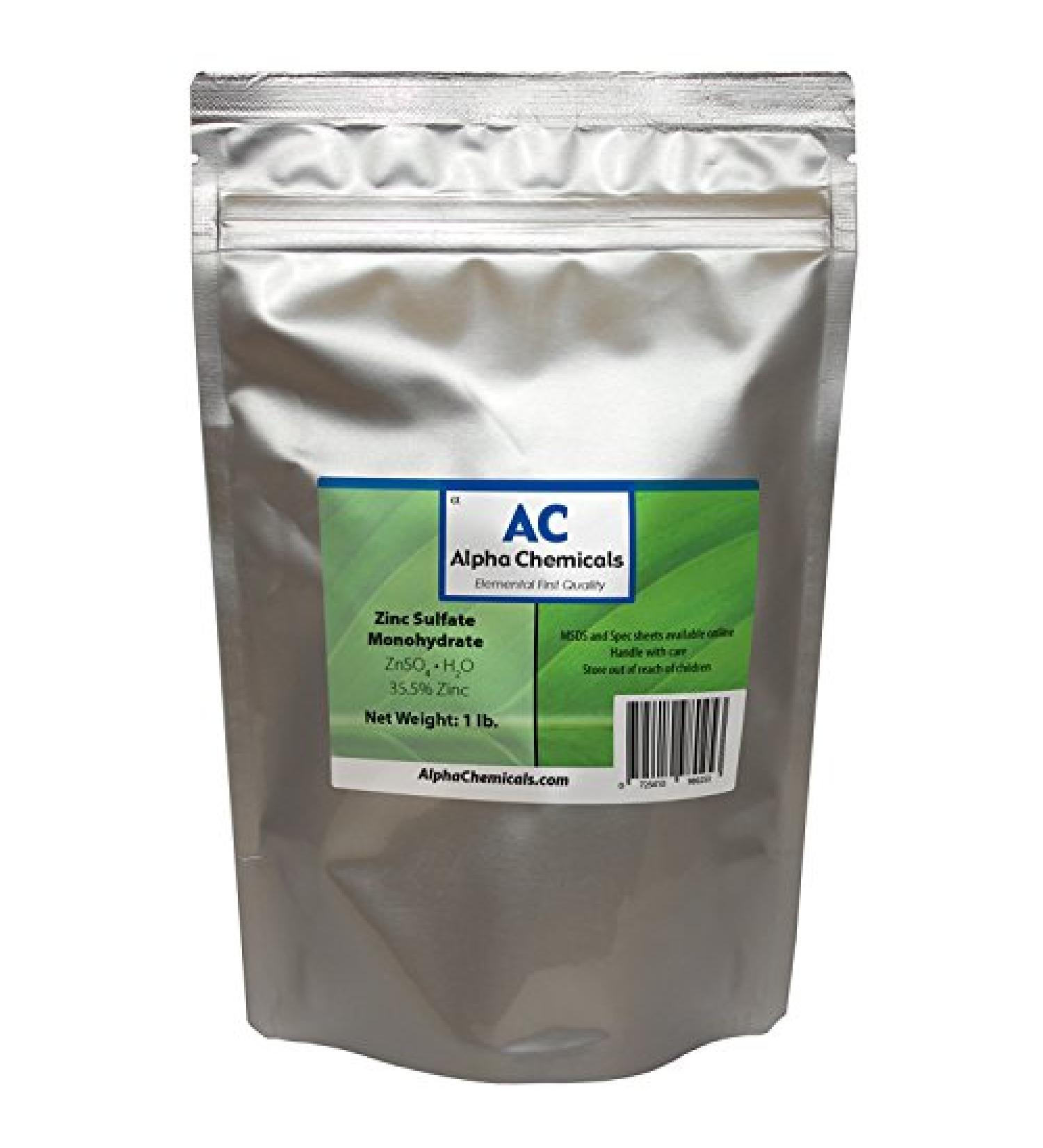 Zinc Sulfate Monohydrate - 35.5% Zn - 99% Pure - 1 Pound