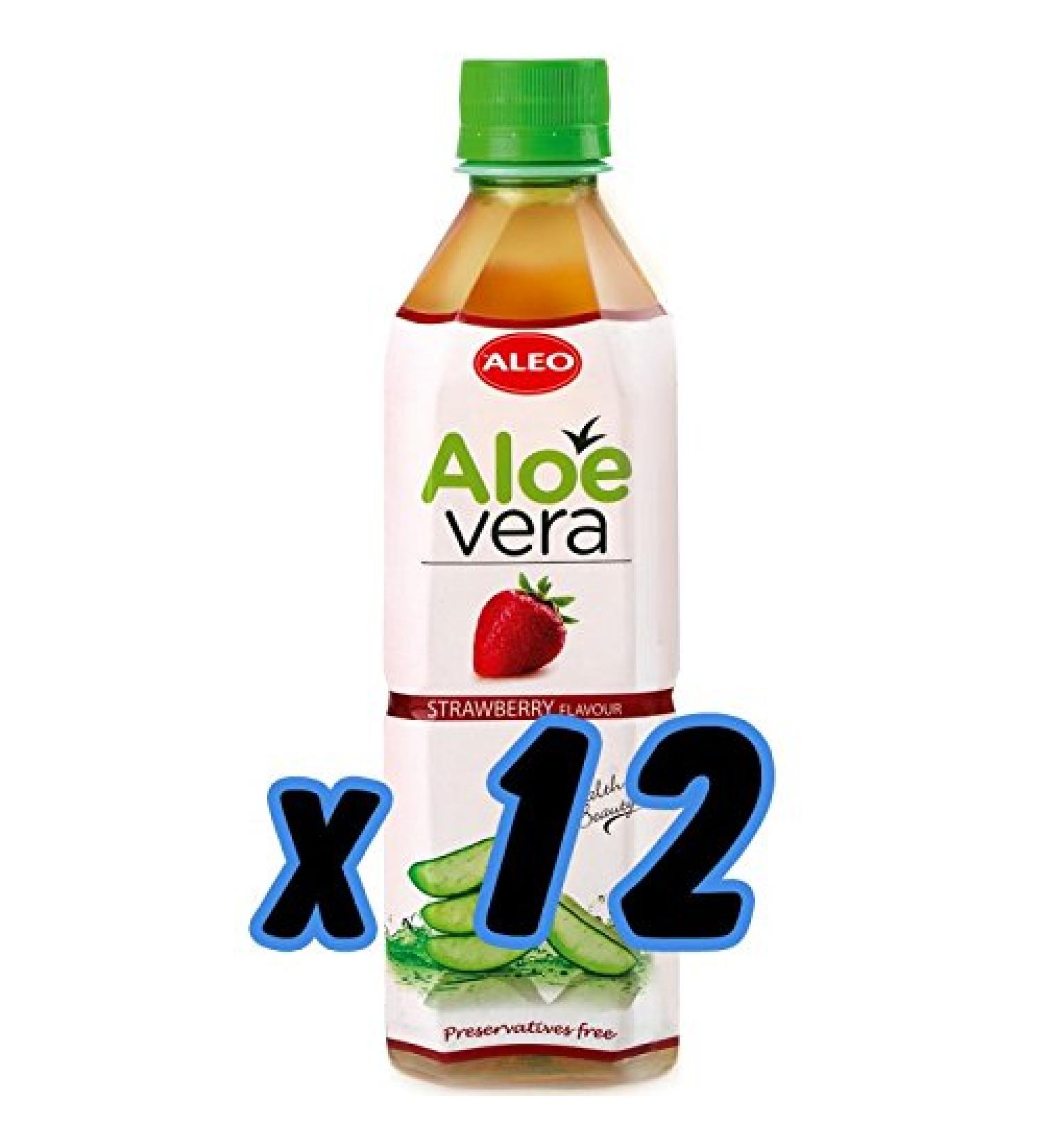 ALEO Aloe Vera Drinks - with Strawberry flavor - 12 x 500 ml - With DPG free for 3 euros
