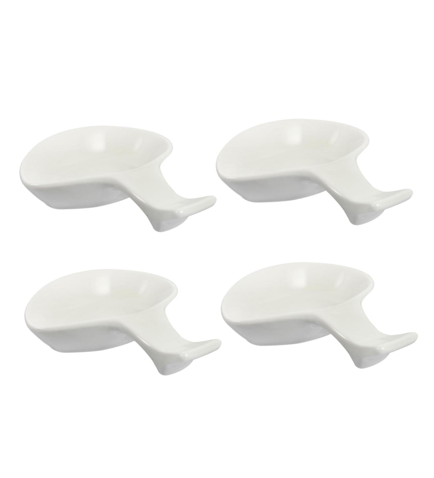 Ciieeo 4pcs Ceramic Chopstick Rest Mini Kitchen Utensils Spice Dishes Ceramic Serving Plates Fruit Plate Mini Appetizer Dish Ceramic Sauce Bowl Chinese Japan Ceramics White Cake 9X7.5X2CM White - Buy Online on GoSupps.com