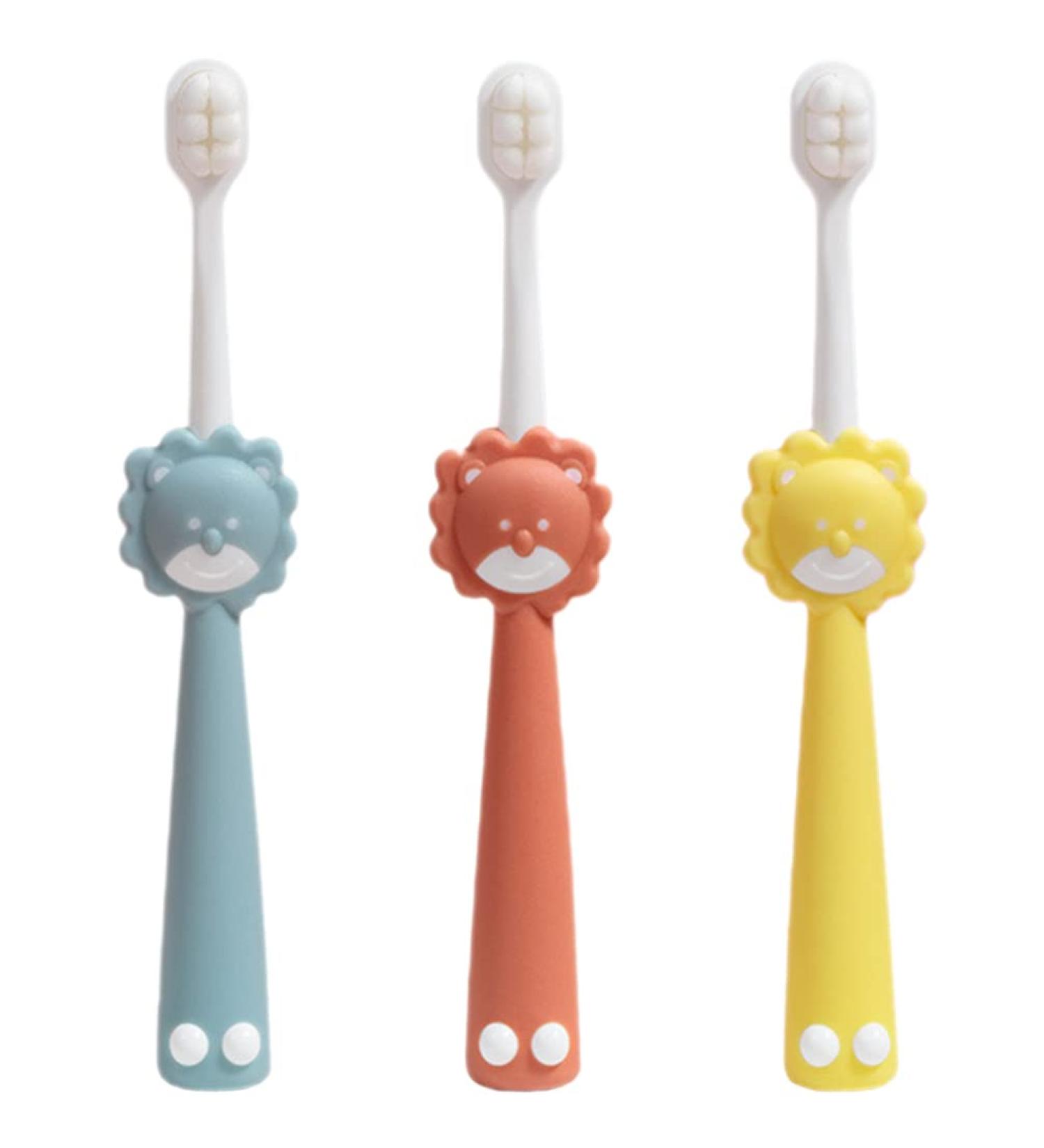 Healeved 3-Piece Cartoon Lion Soft Bristle Children Toothbrush Set Ergonomic Design for Tooth Sensitivity & Postpartum Care - Buy Online on GoSupps.com