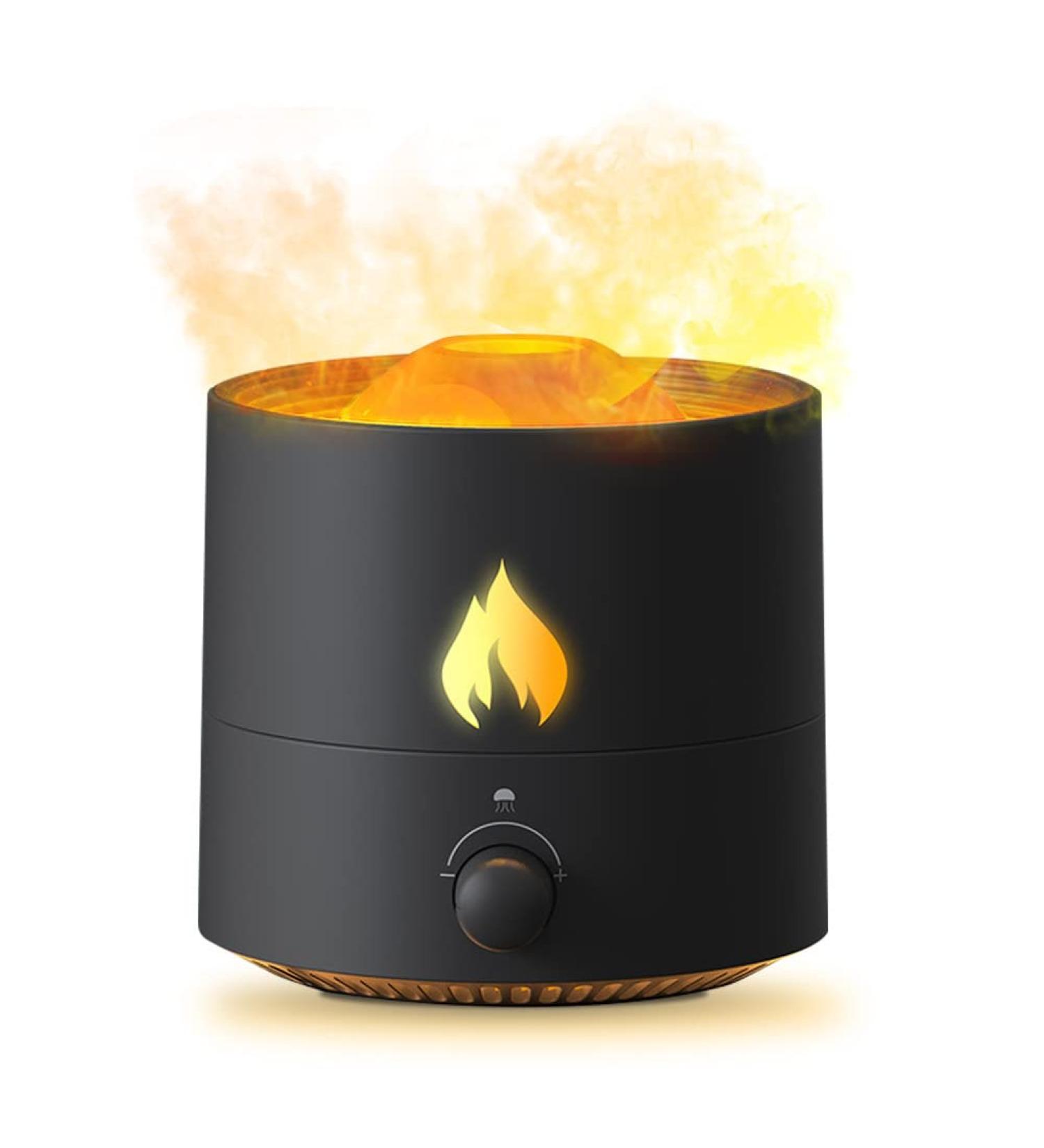 Flame Aroma Diffuser Humidifier 180ml - Noiseless Essential Oil Diffuser for Home Office & Yoga - Black with Auto Shut-Off - Buy Online on GoSupps.com