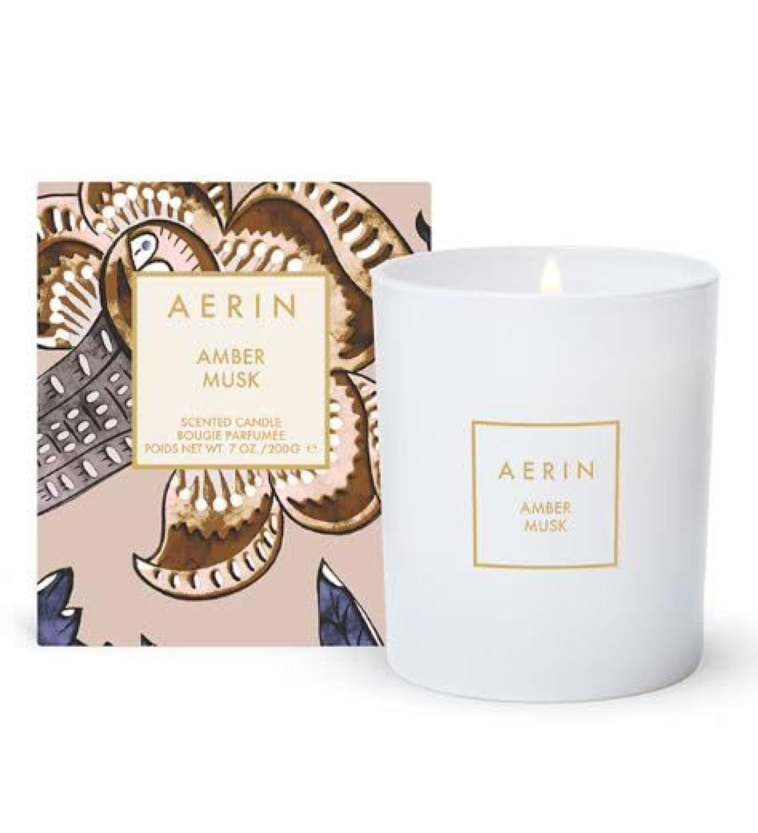 Aerin Amber Musk Scented Candle 7 OZ - White | Luxury Fragrance for Home | International Shipping - Buy Online on GoSupps.com