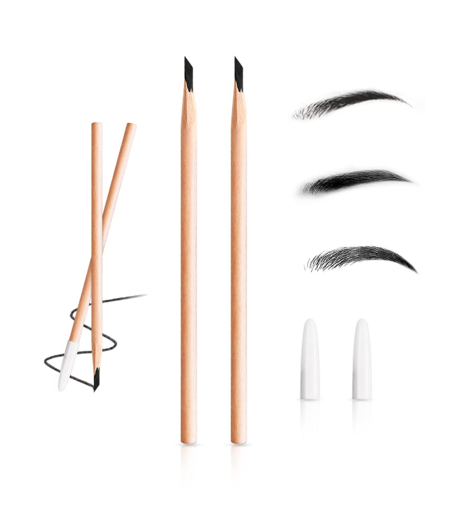 Pousbo Waterproof Wooden Eyebrow Pencil - 2023 New Non-Smudging Formula | Long Lasting & Sweat Proof (2 Pcs) - Buy Online on GoSupps.com