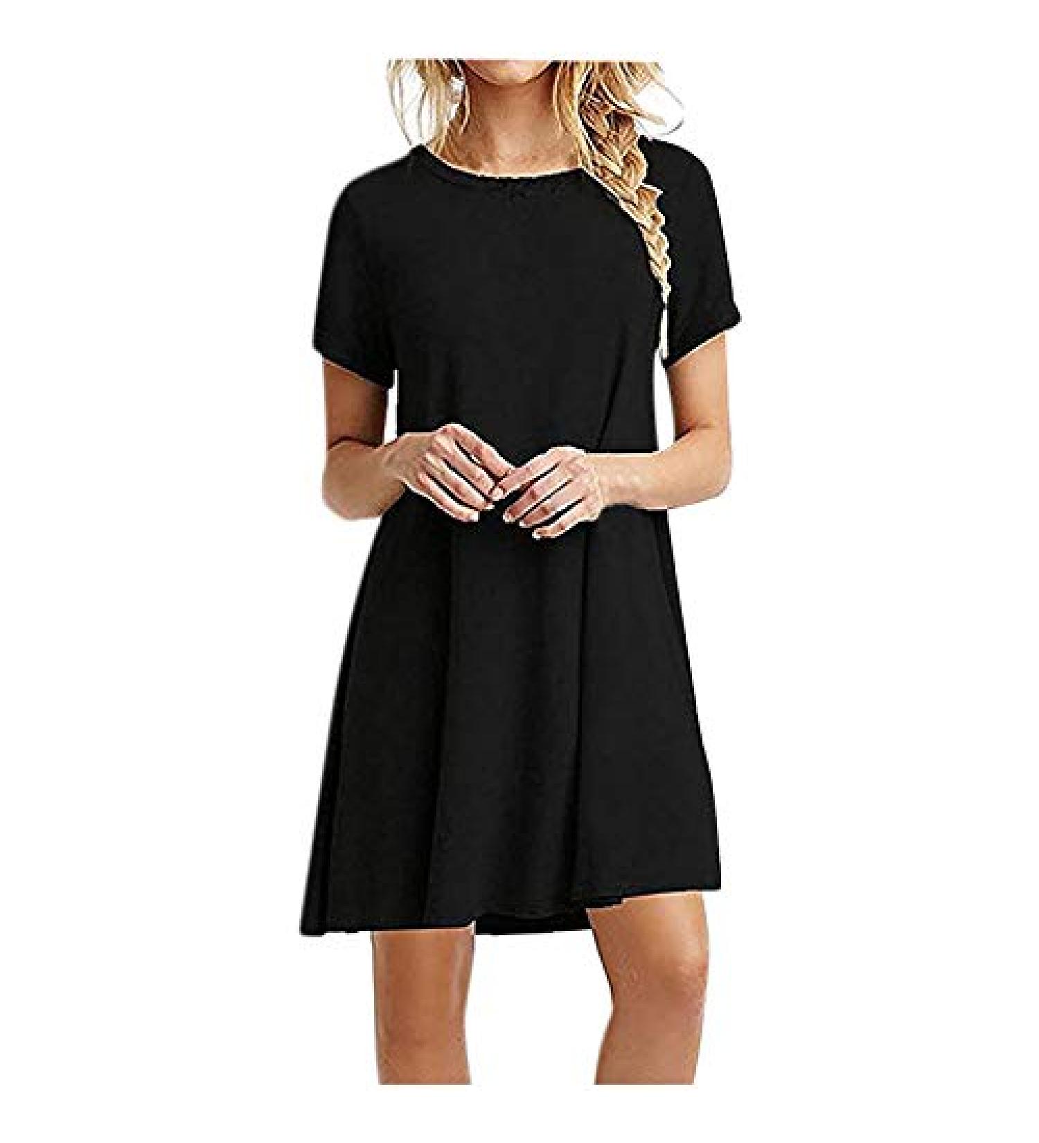 BAGELISE Women's Swing Tunic Dress XX-Large - Comfy & Cute Casual Fit | A1-Black - Buy Online on GoSupps.com