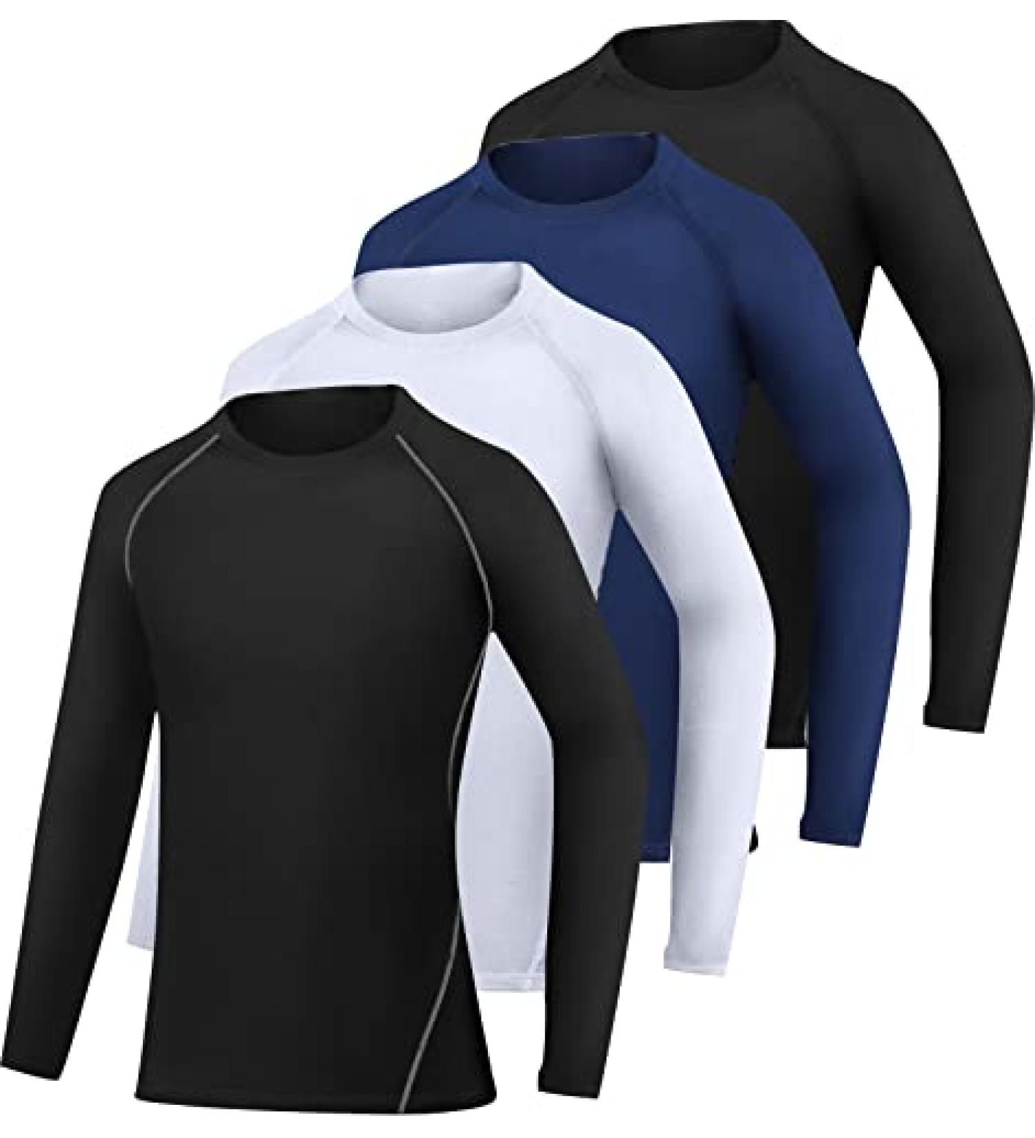 HOPLYNN Youth Boy's Compression Pants 4 Pack - Football Base Layer Leggings for Sports - Black, Blue, White - Large - Buy Online on GoSupps.com