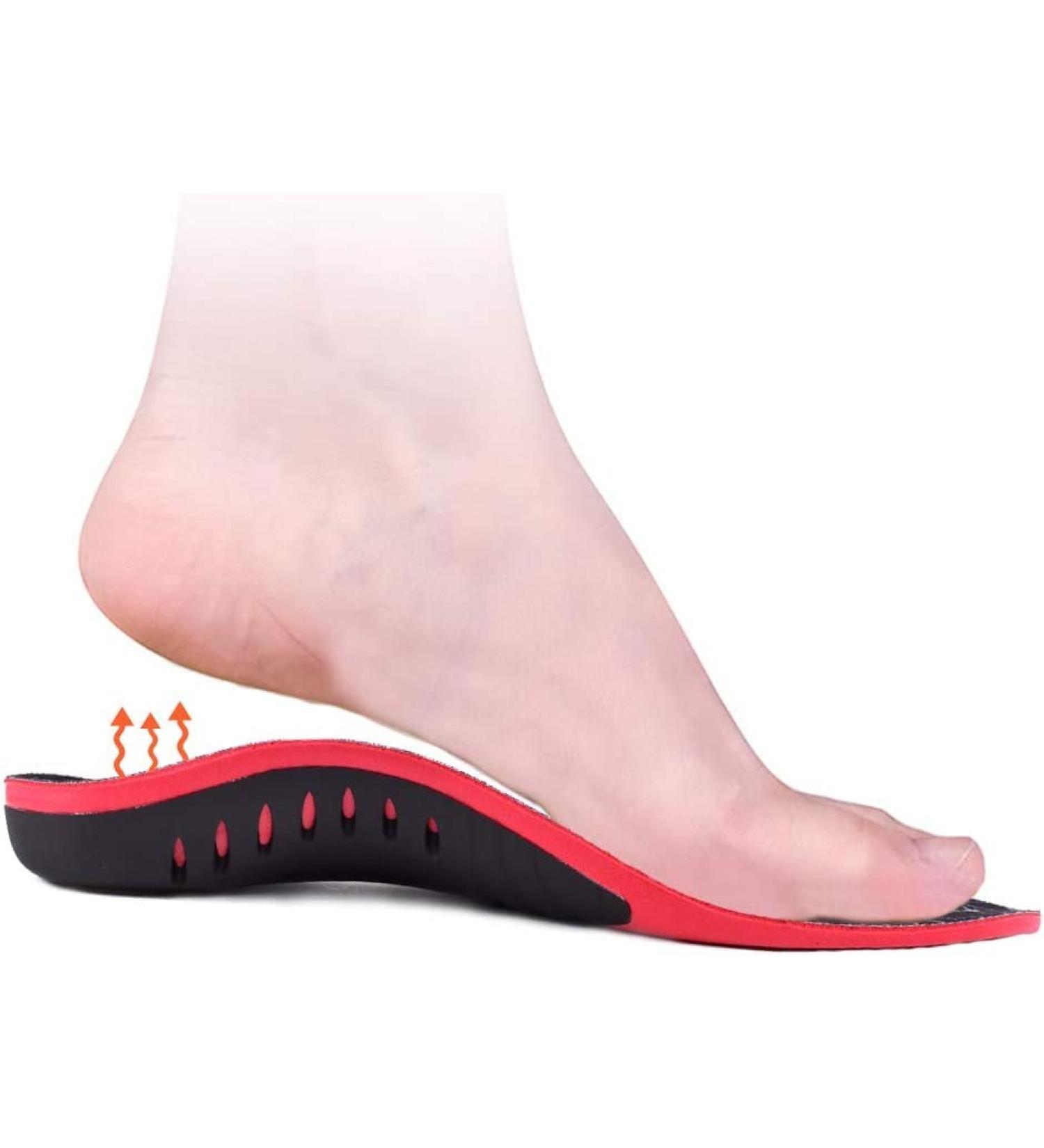 Plantar Fasciitis Insoles for Men Women - Orthotic Arch Support Inserts, Relieve Arch Pain, Flat Feet - Red XL - Buy Online on GoSupps.com