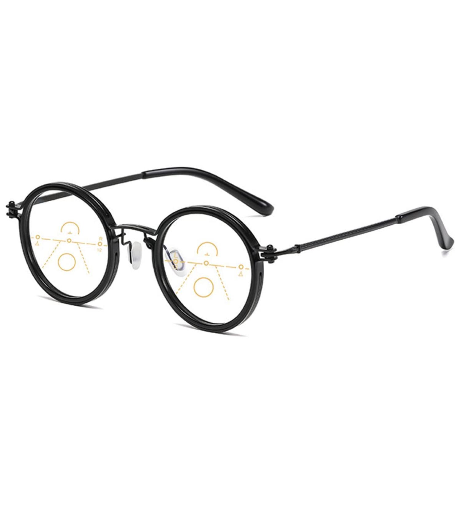 Koosufa Round Progressive Multifocal Anti-Blue Light Reading Glasses for Men & Women - Retro Metal Frame - Visual Aid for Work - Available in 1.0 to 4.0 Strengths - Buy Online on GoSupps.com