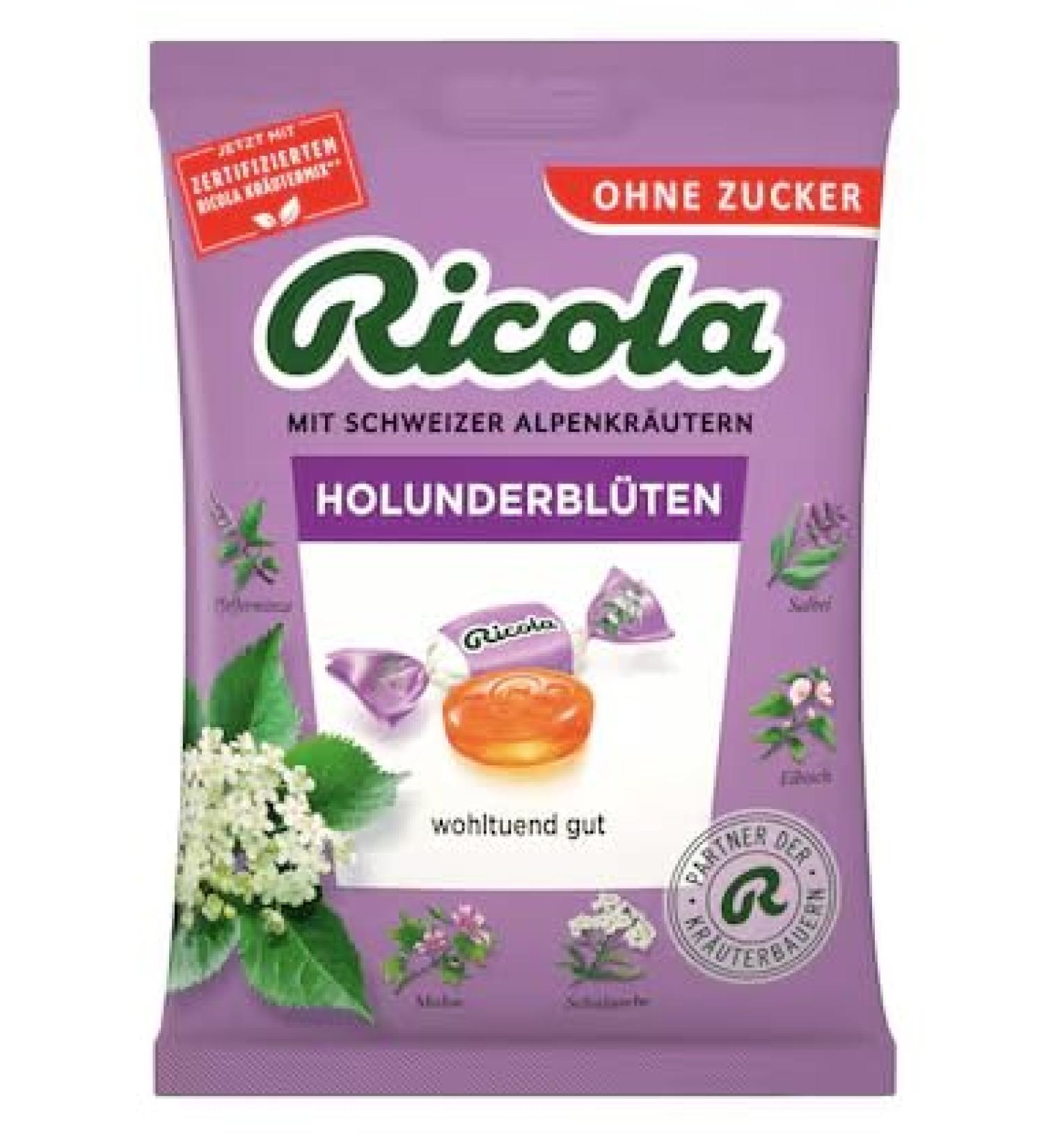 Holunderbl ten - Bonbons suisses aux Fleurs de sureau confiserie traditionnelle au go t frais et agr able recette originale suisse paquet familial - Compatible avec Ricola - 75g