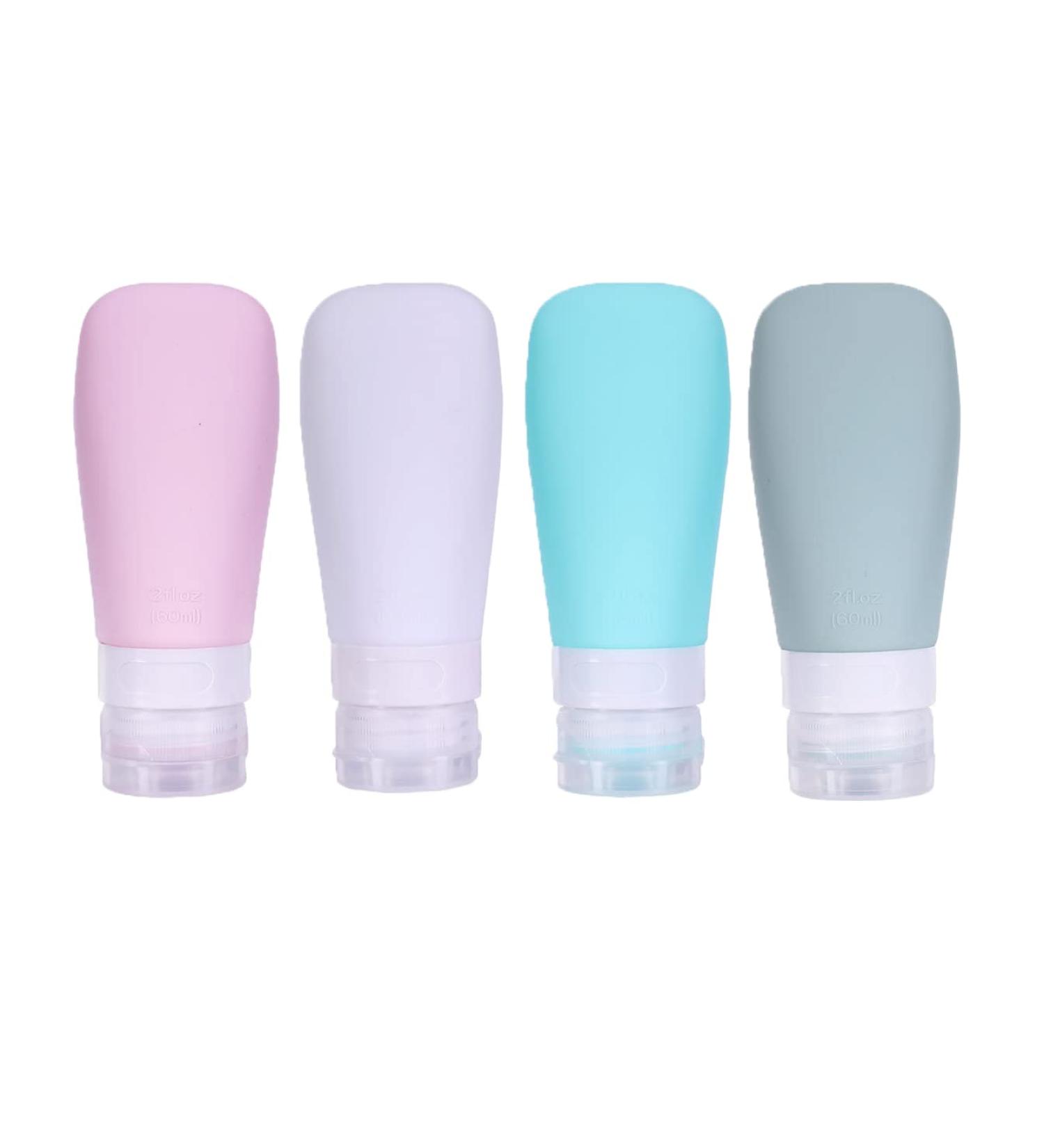 Buy Voozo 4 Pack Silicone Travel Bottles - Leak-Proof Refillable Squeeze Containers for Shampoo & Shower Gel - 60ml with PVC Storage Pocket - Perfect for International Travel - Buy Online on GoSupps.com