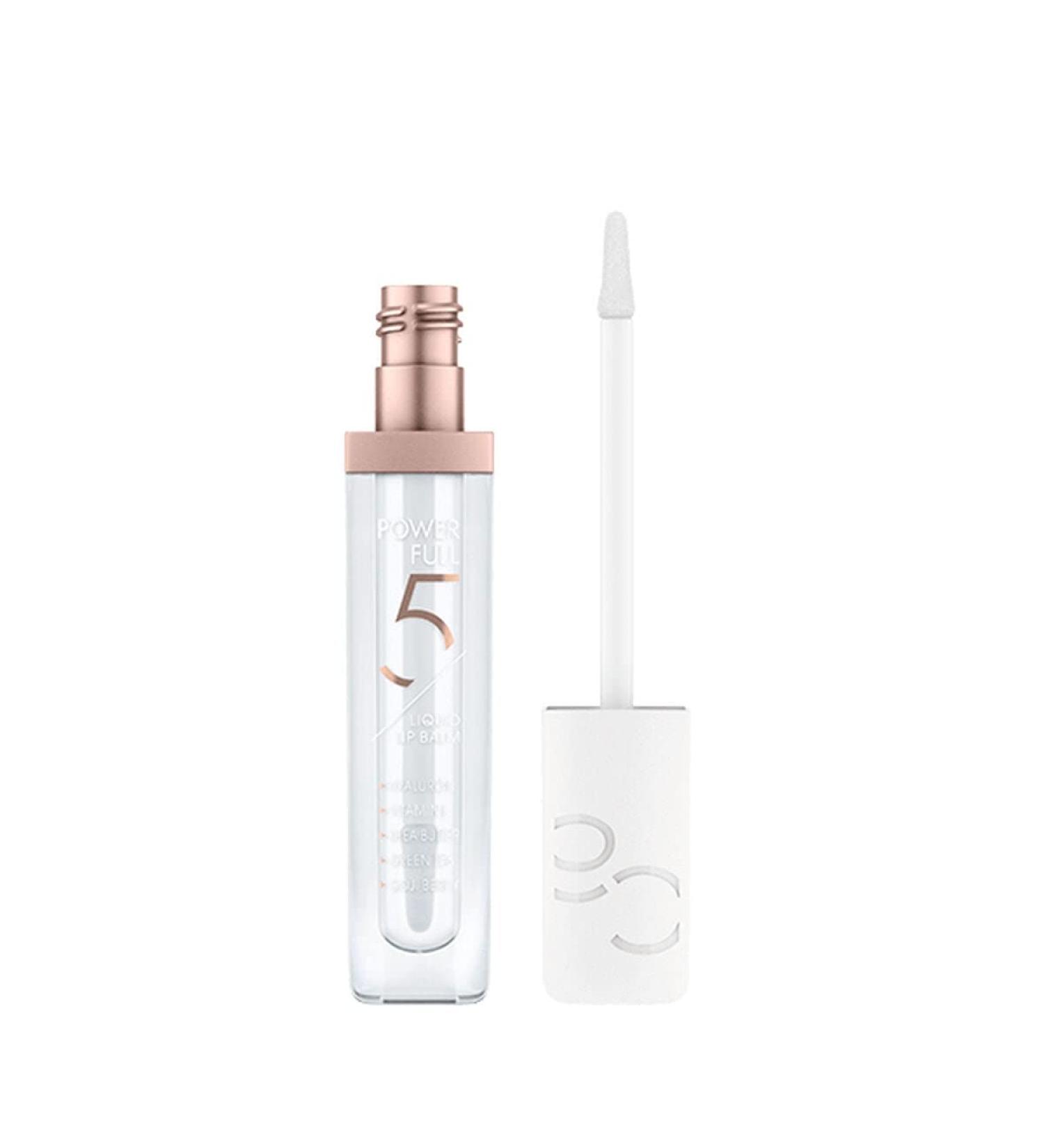 Catrice Power Full 5 Liquid Lip Balm LipGloss Lip Gloss No. 090 Luminous Shine transparent nourishing protective smoothing with vitamins glossy vegan without alcohol without parabens (4.5 ml)