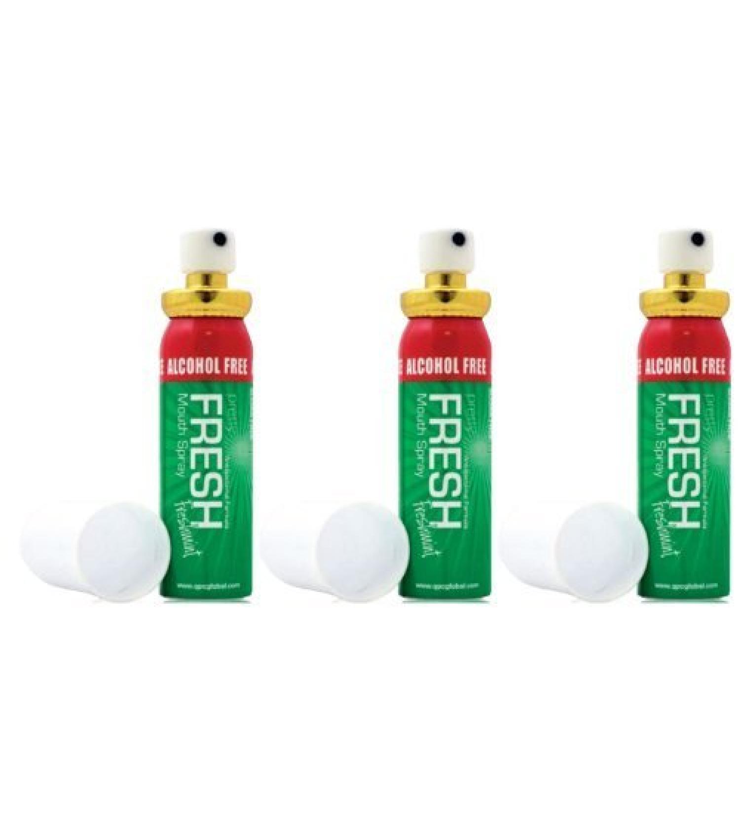 3 x FRESH MINT BREATH SPRAY ALCOHOL FREE ANTIBACTERIAL BAD BREATH & SMOKERS 20ml