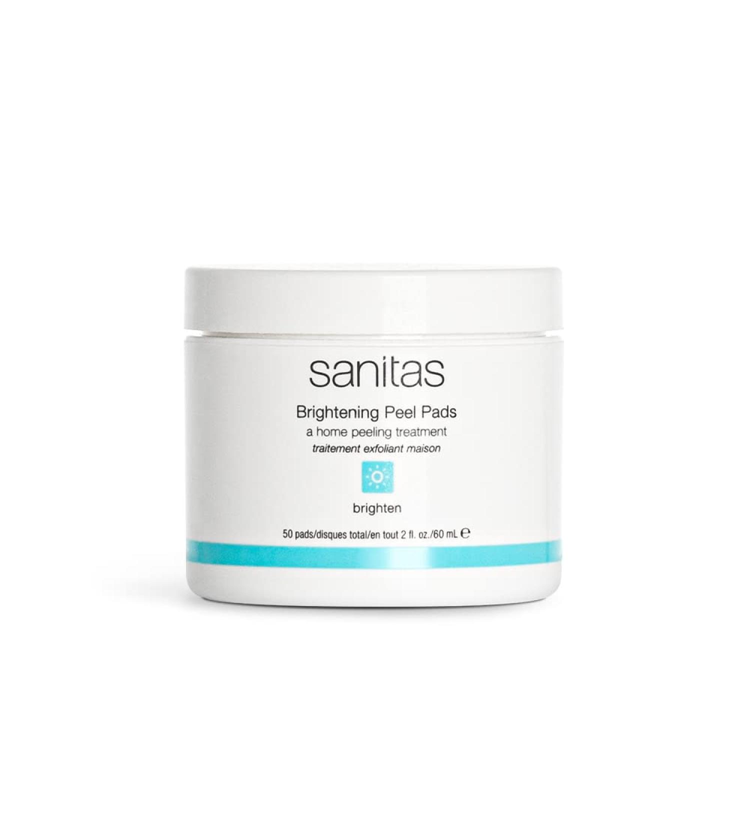 Sanitas Skincare Brightening Peel Pads - Lactic, Glycolic, Salicylic Acid - Exfoliating Home Peel Treatment - 50 pads/2oz - Buy Online on GoSupps.com