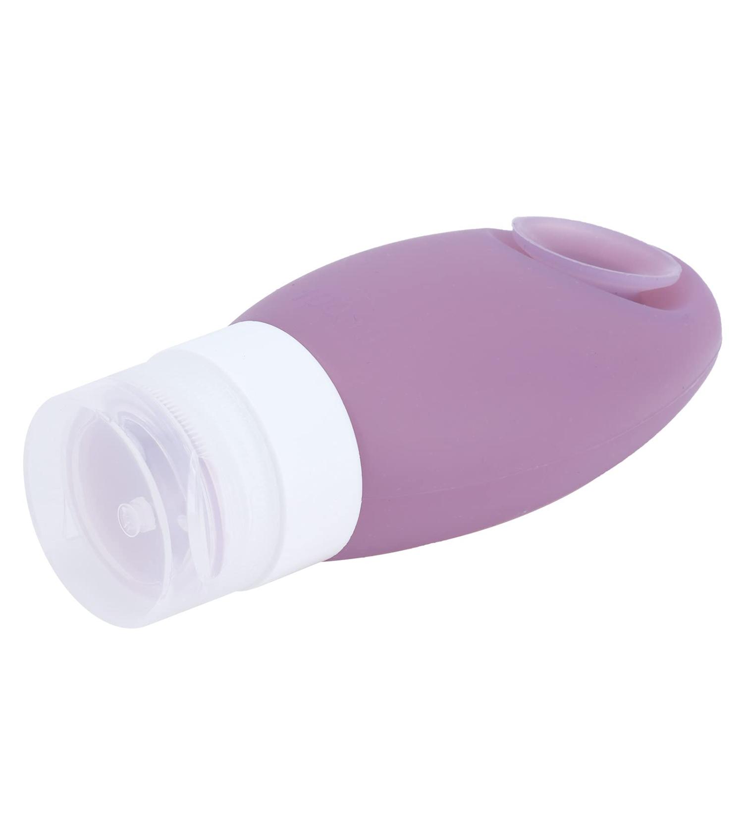 TOPINCN Travel Bottle Innovative Travel Bottle with Suction Cup Portable Silicone Cosmetic Storage Bottle for Outdoor 12x6x3.3cm (Purple) - Buy Online on GoSupps.com