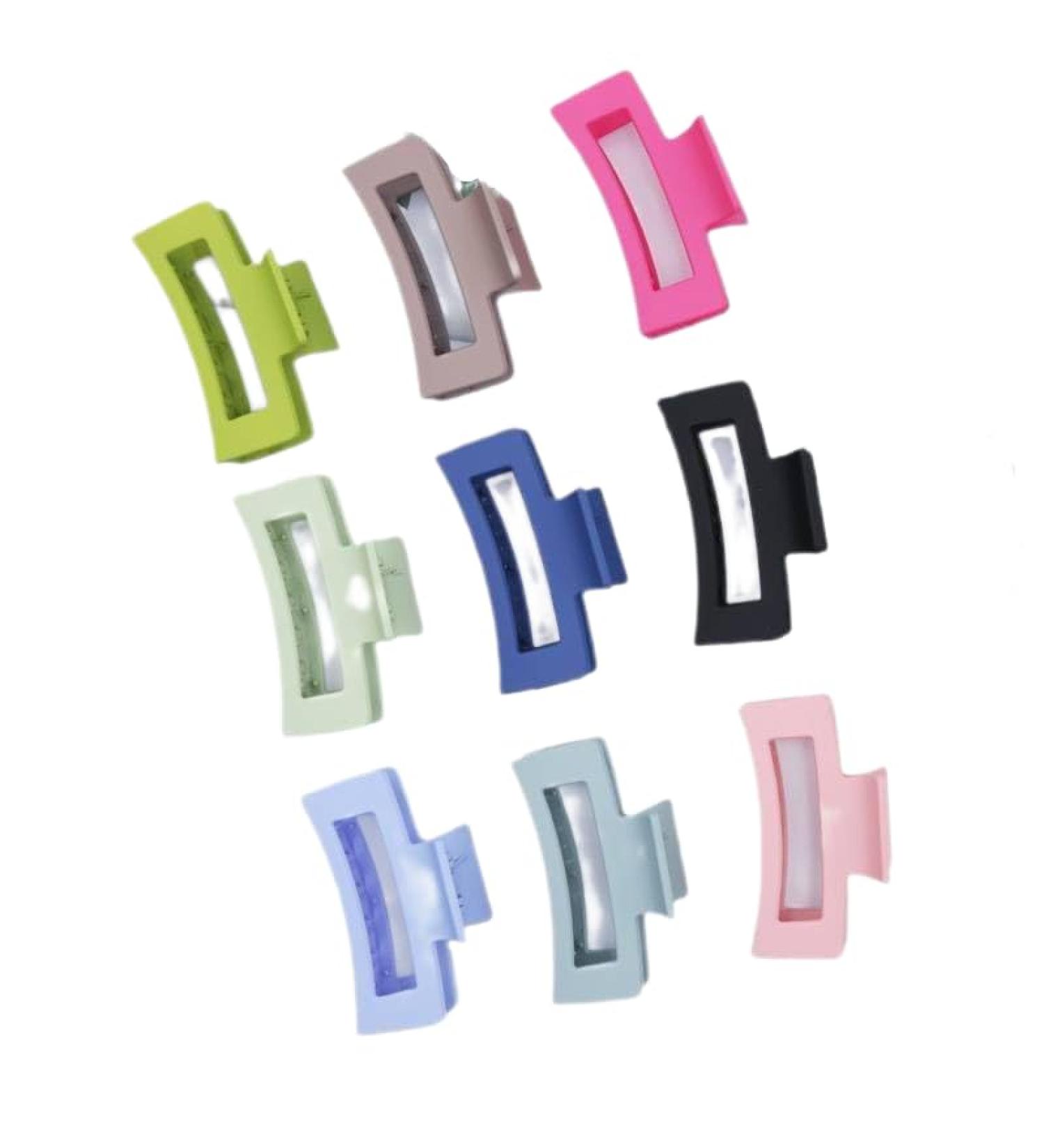Hollow Frosted Square Grab Clip 8.5cm Medium Hair Clip Sweet Beauty Shark Clip (Set Of 8) Claw Clips For Thick Hair 8PC - Buy Online on GoSupps.com