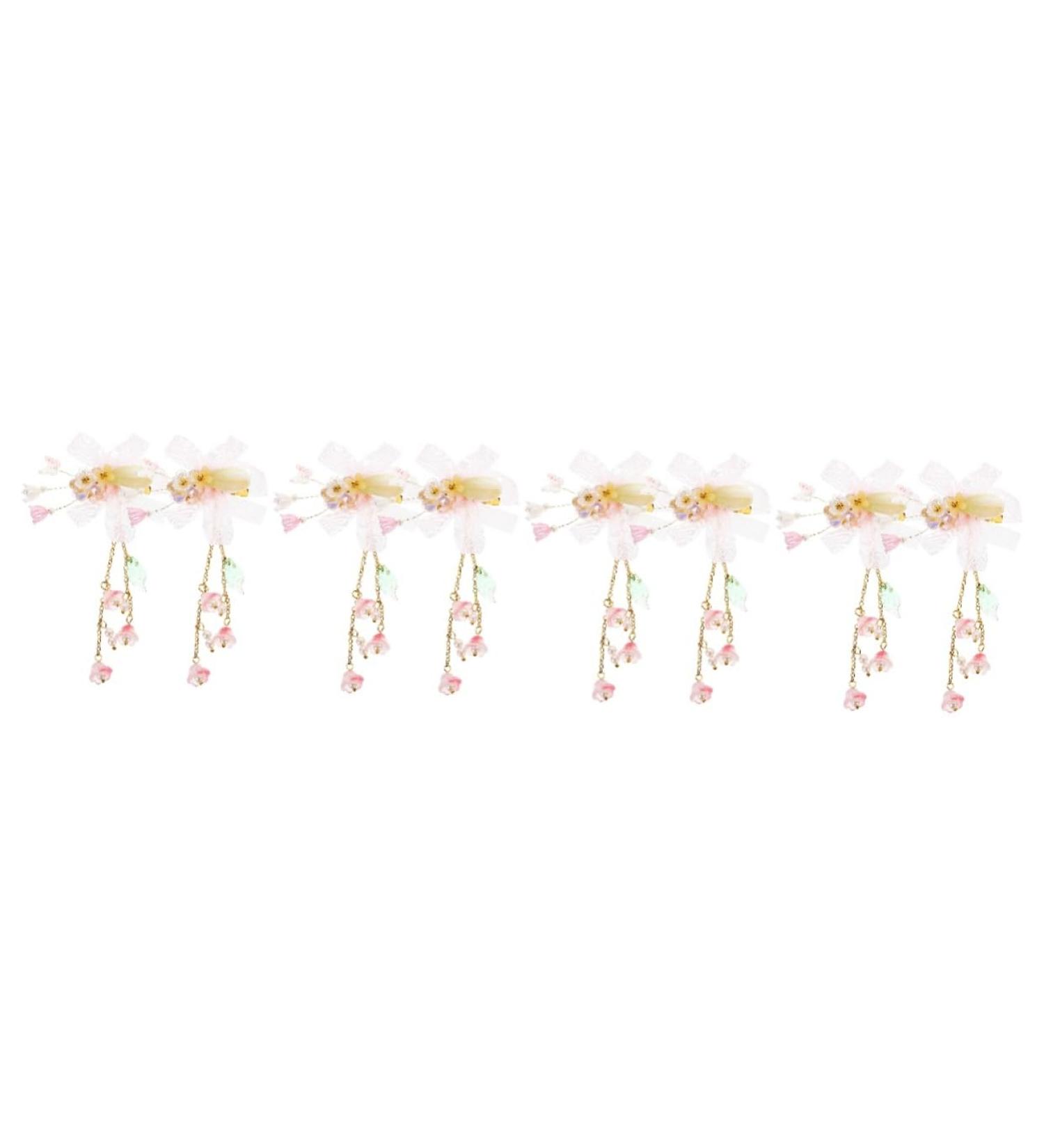 Beaupretty 4 Pairs tassel flower hair clip girl hair accessories hair accessories for girls baby hair accessories flower headpiece pink hair clip baby clips for hair Hanfu child China - Buy Online on GoSupps.com