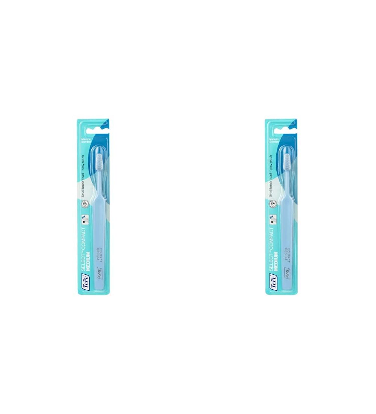 TEPE SELECT Compact Medium Toothbrush | Strong Bristles Narrow Head | Ideal for All Ages | 2-Pack for Optimal Oral Care - Buy Online on GoSupps.com