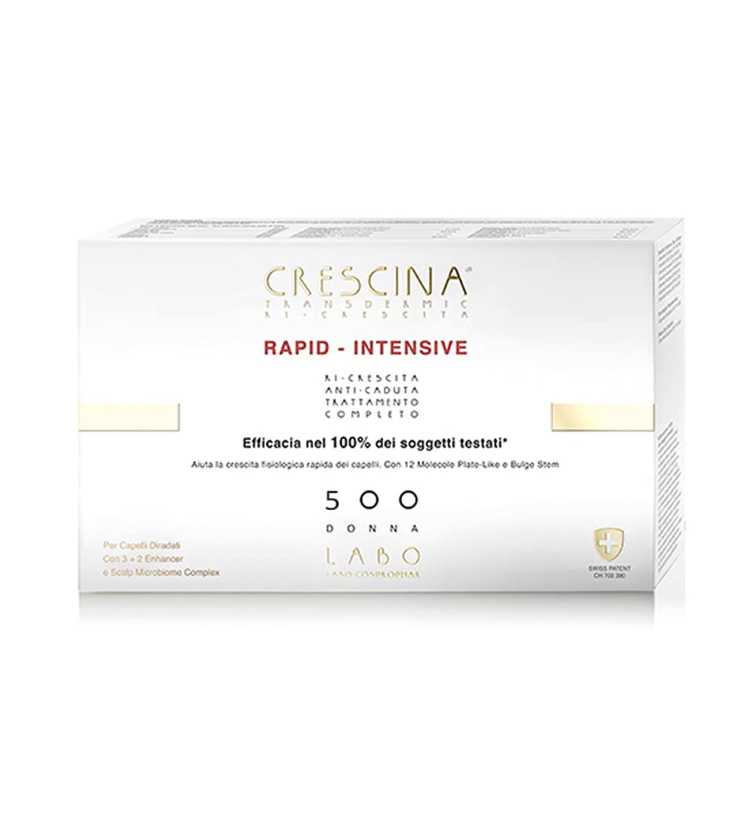 LABO Crescina Transdermic RAPID-INTENSIVE double treatment against hair loss and hair growth 500 women 10+10 ampoules