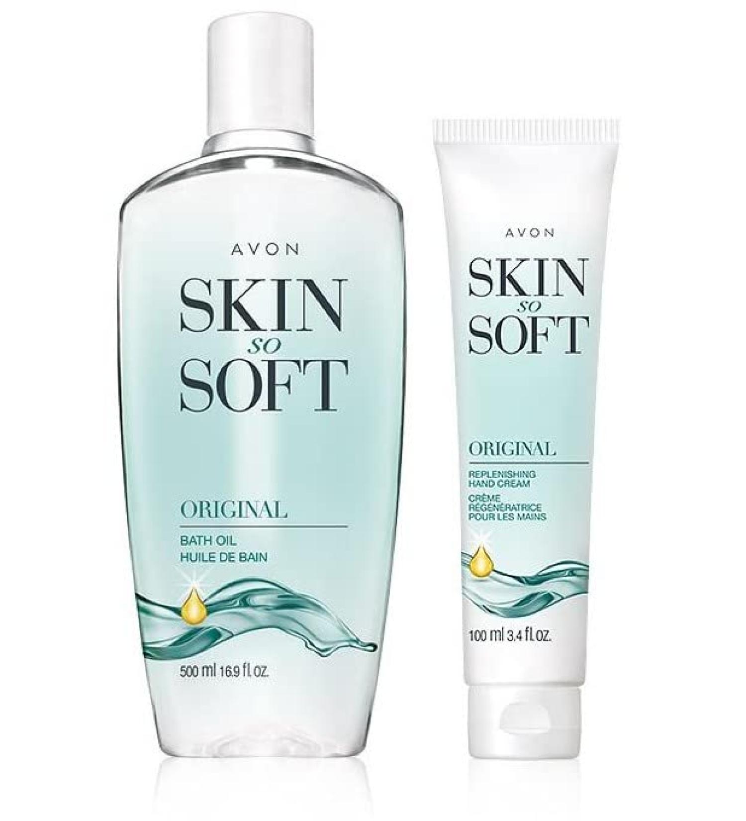 Avon Skin So Soft Bath Oil & Hand Cream Duo - Original 16.9 oz Bath Oil & 3.4 oz Hand Cream - Buy Online on GoSupps.com