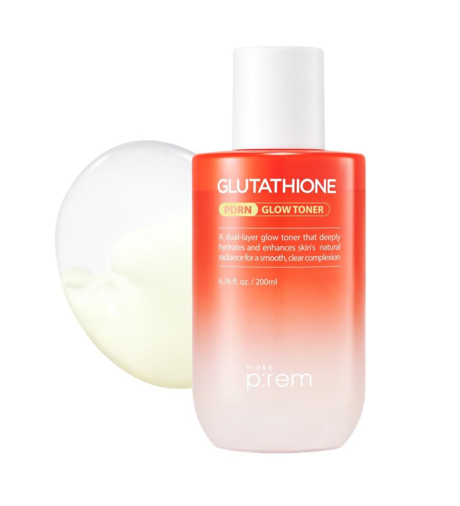 Make P:REM Glutathione PDRN Glow Toner, Antioxidant Radiance Booster with Dual Layer Moisture & Smoothing Formula for Sensitive Skin, Korean Skin Care, 6.76 fl oz, 200ml