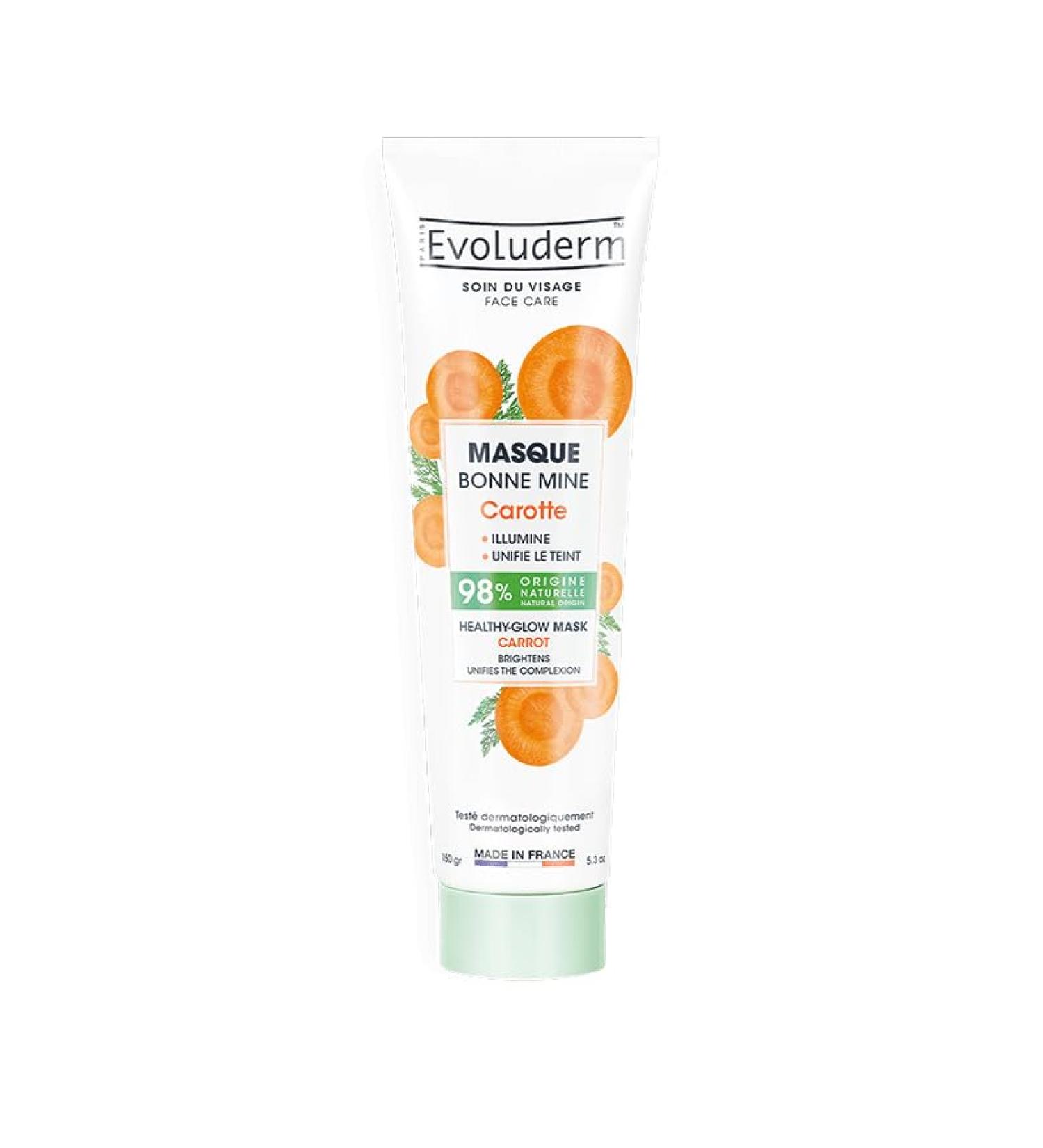 EVOLUDERM Healthy Glow Carrot Mask 150 ml 98% Natural Origin Vegan Made in France - Buy Online on GoSupps.com