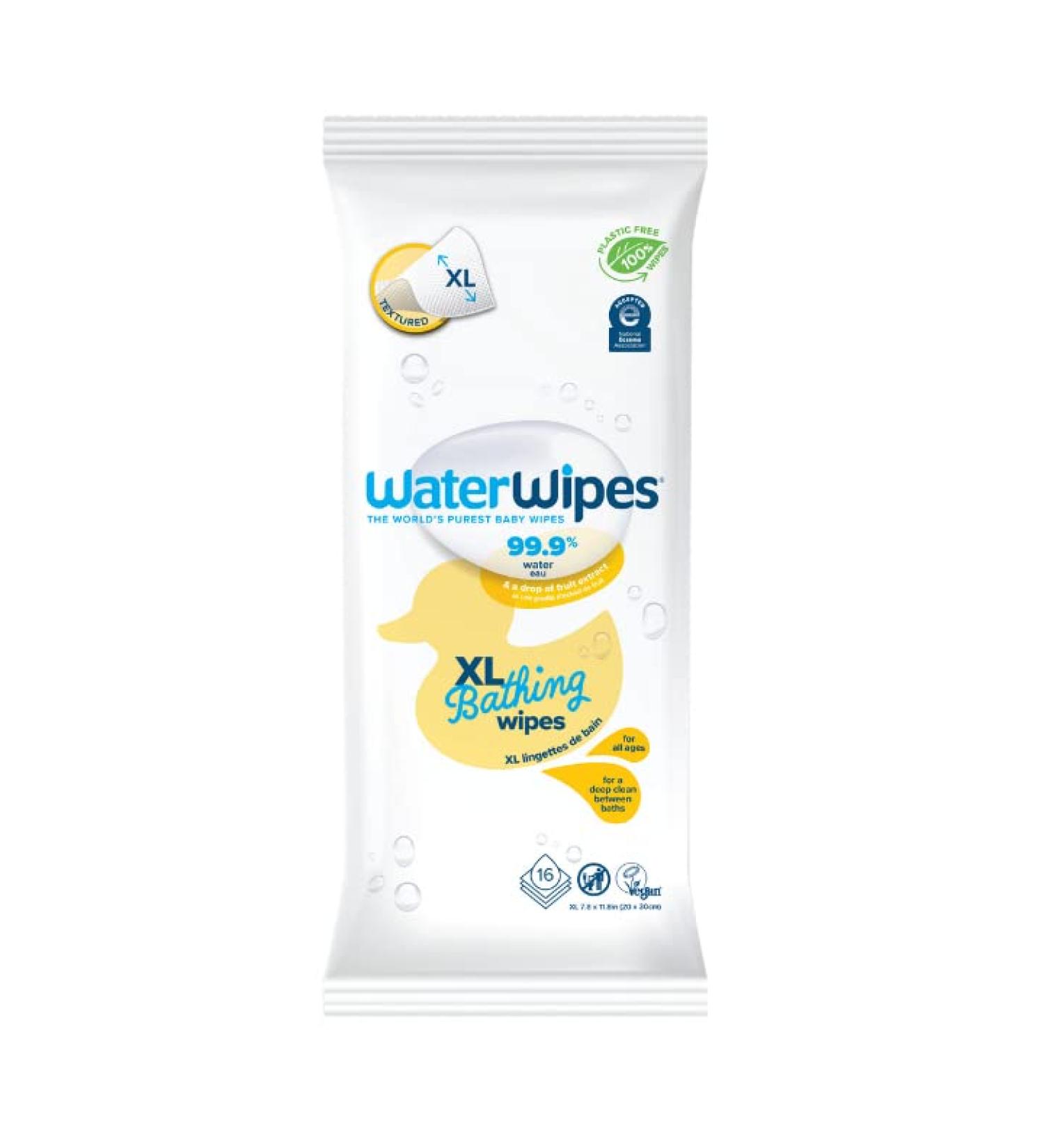 WaterWipes XL Unscented Textured Bath Wipes for Sensitive Skin - 16 Count Pack - Buy Online on GoSupps.com