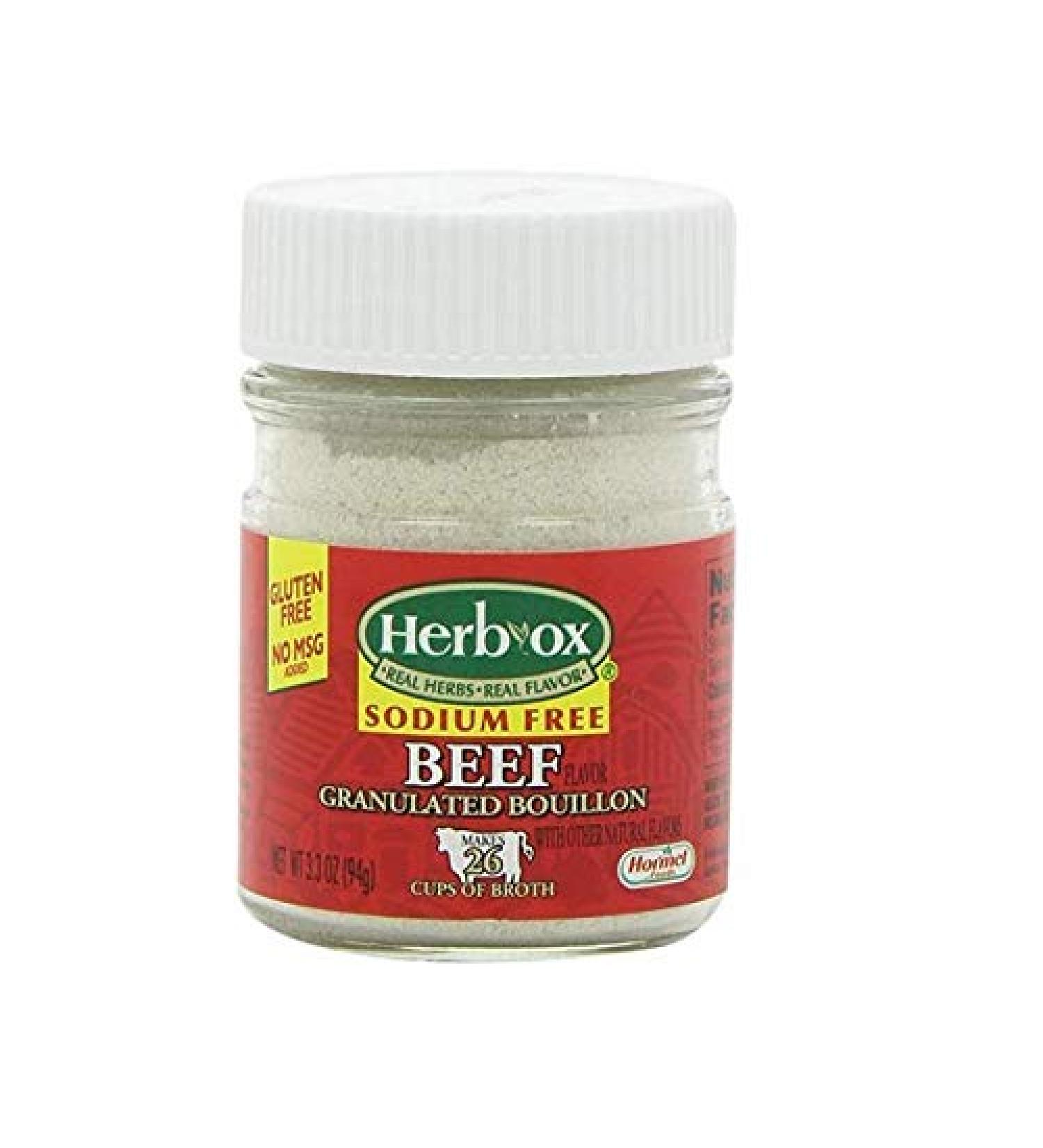 Herb-Ox Sodium-Free Beef Flavored Granulated Boullion, 3.3 Ounce (2 jars)