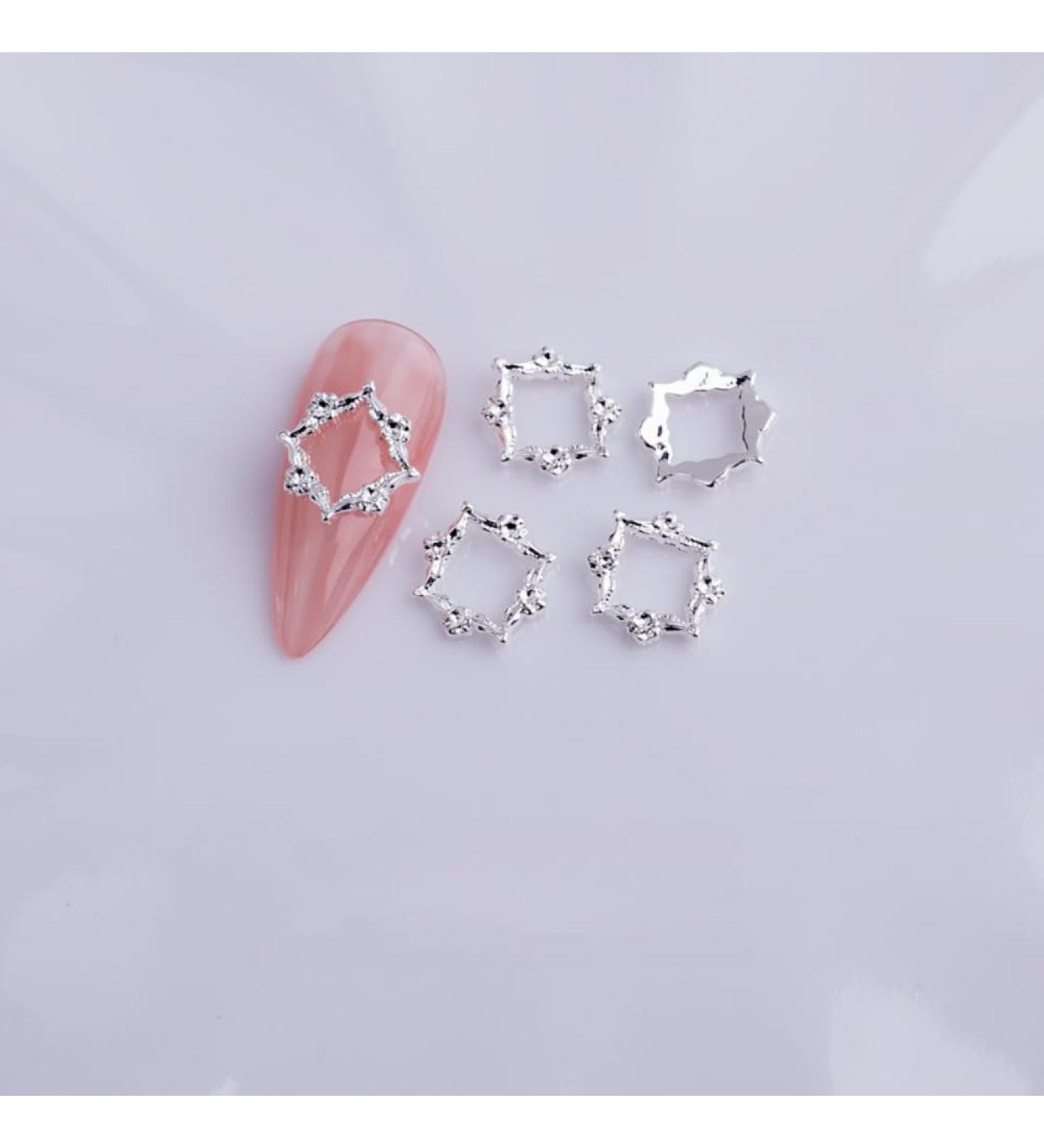 10pcs Nail Art Ribbon Bow Studs Silver Golden Metal 3D Butterfly Charms Nail Decoration Manicure DIY Design Accessories (8037)