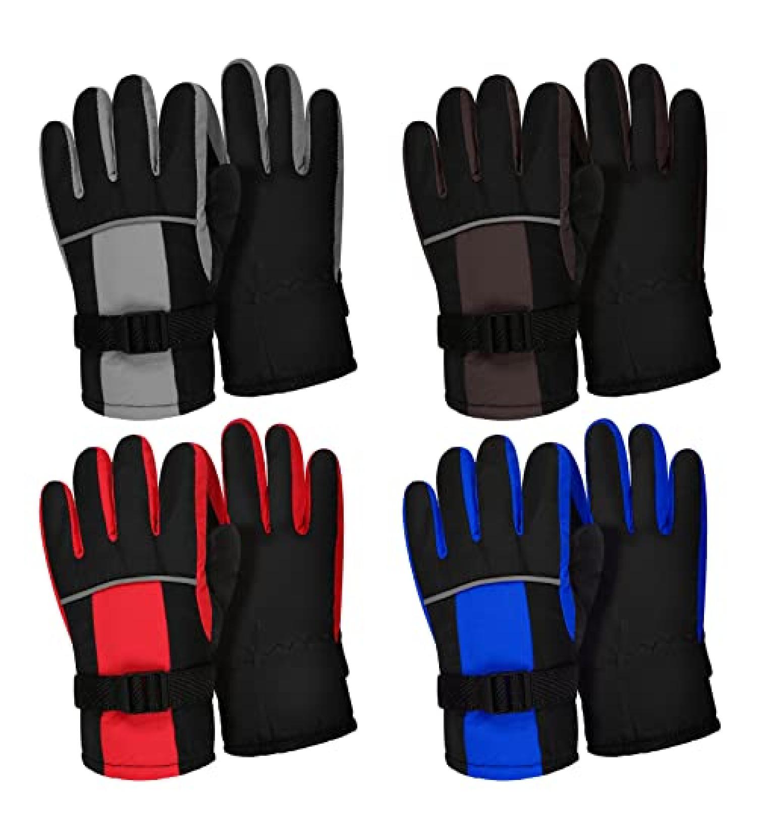 Kids Winter Snow Gloves - 4 Pairs for Skiing & Snowboarding | Outdoor Sports Gloves for Children - Classic Style & Stylish Colors - Buy Online on GoSupps.com