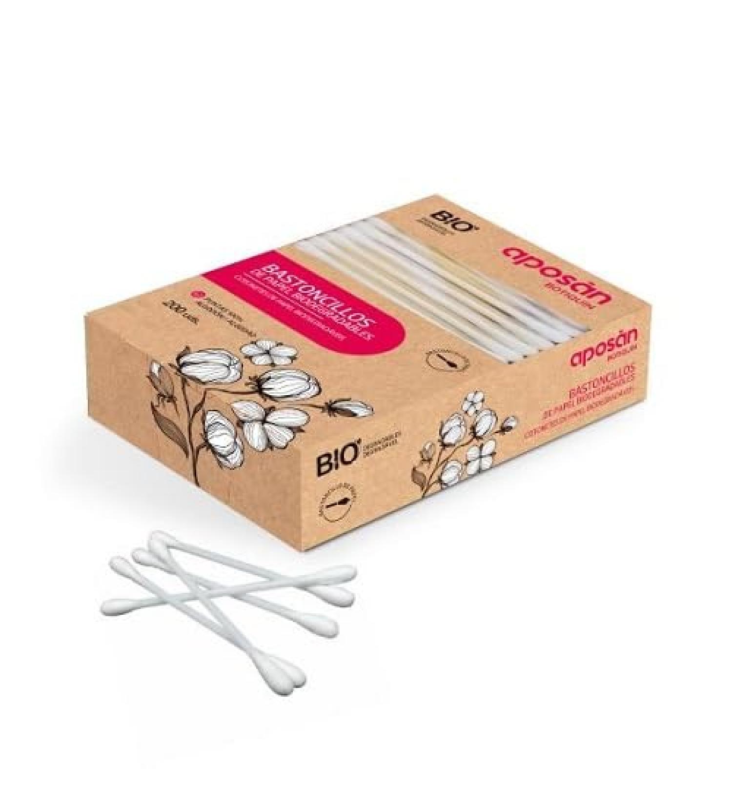 Aposan cotton swabs made of biodegradable paper and 100% cotton 200 pieces