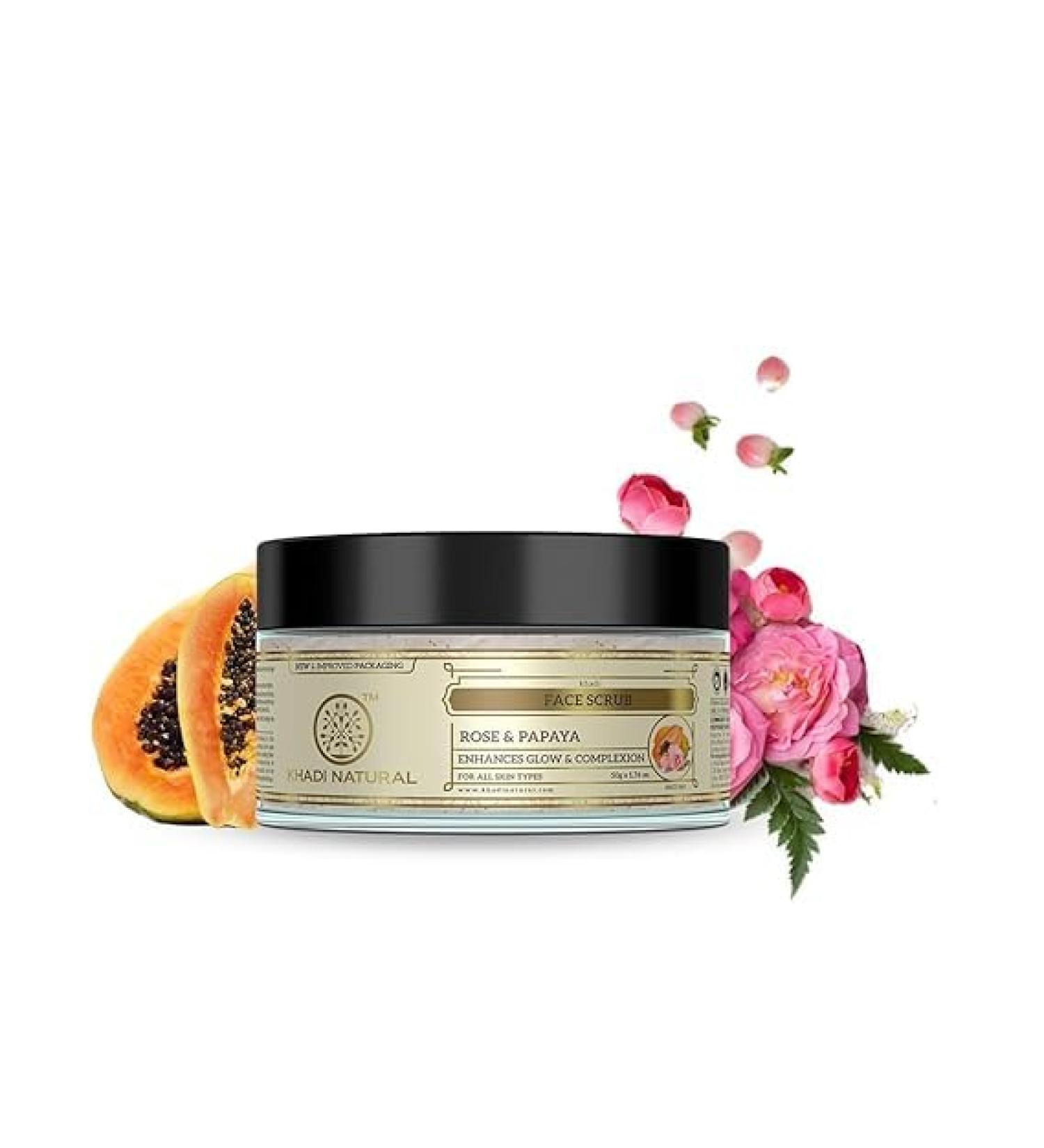 Rose & Papaya Face Scrub - Ayurvedic Moisturizing Scrub for All Skin Types | Blackhead Remover | Chemical-Free - Buy Online on GoSupps.com