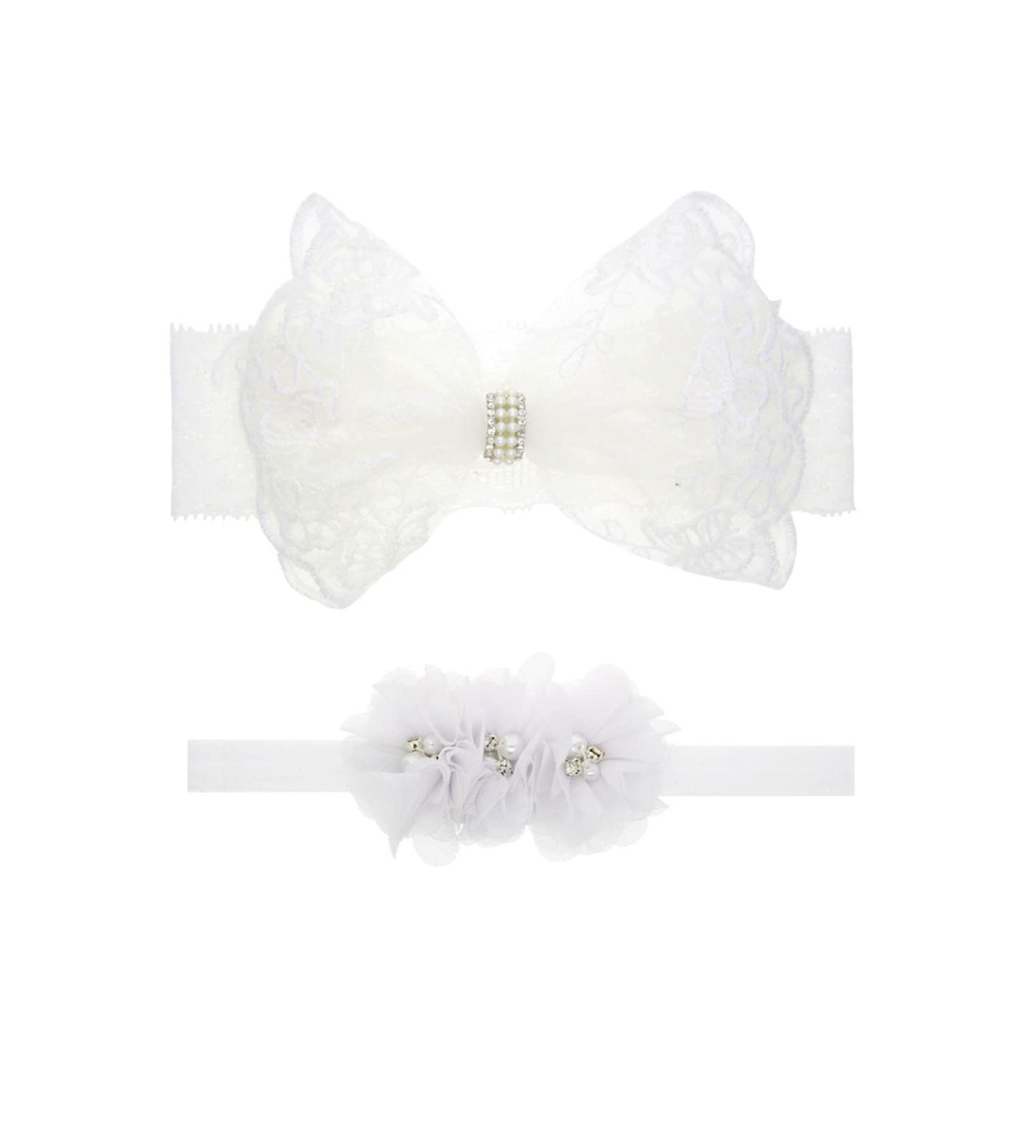 Nishine 2-Pack Christening White Newborn Bowknot Headbands | Baby Baptism Hair Bows & Toddler Hairband - Shop Now! - Buy Online on GoSupps.com