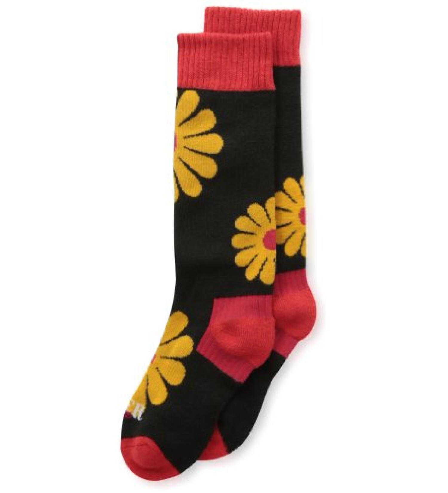 Hot Chillys Girl's Groovy Medium Cushion Sock Medium Groovy/Black