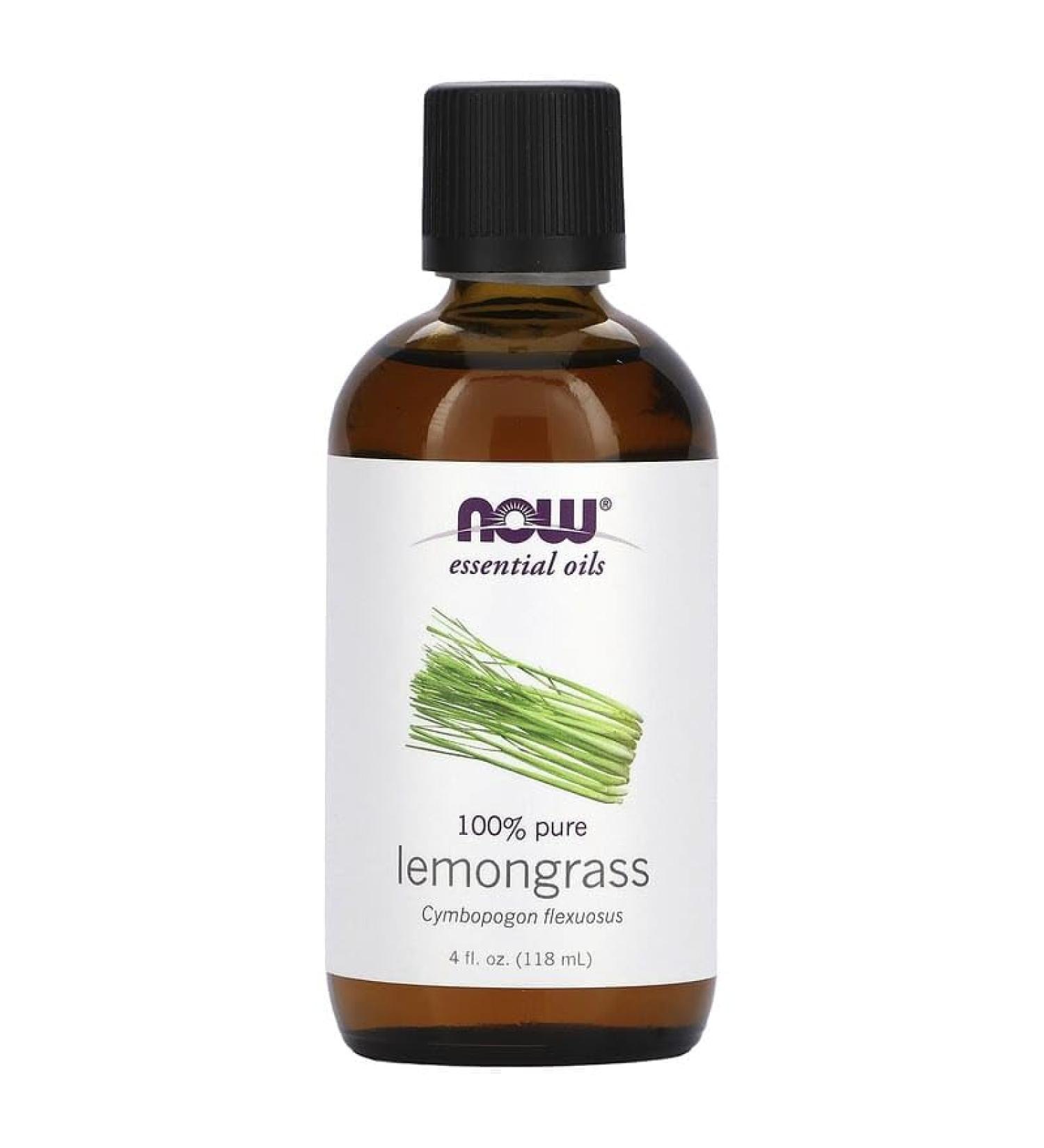NOW Solutions Lemongrass Essential Oil 4 oz - Pure Aromatherapy Oil for Relaxation & Wellness | International Shipping - Buy Online on GoSupps.com