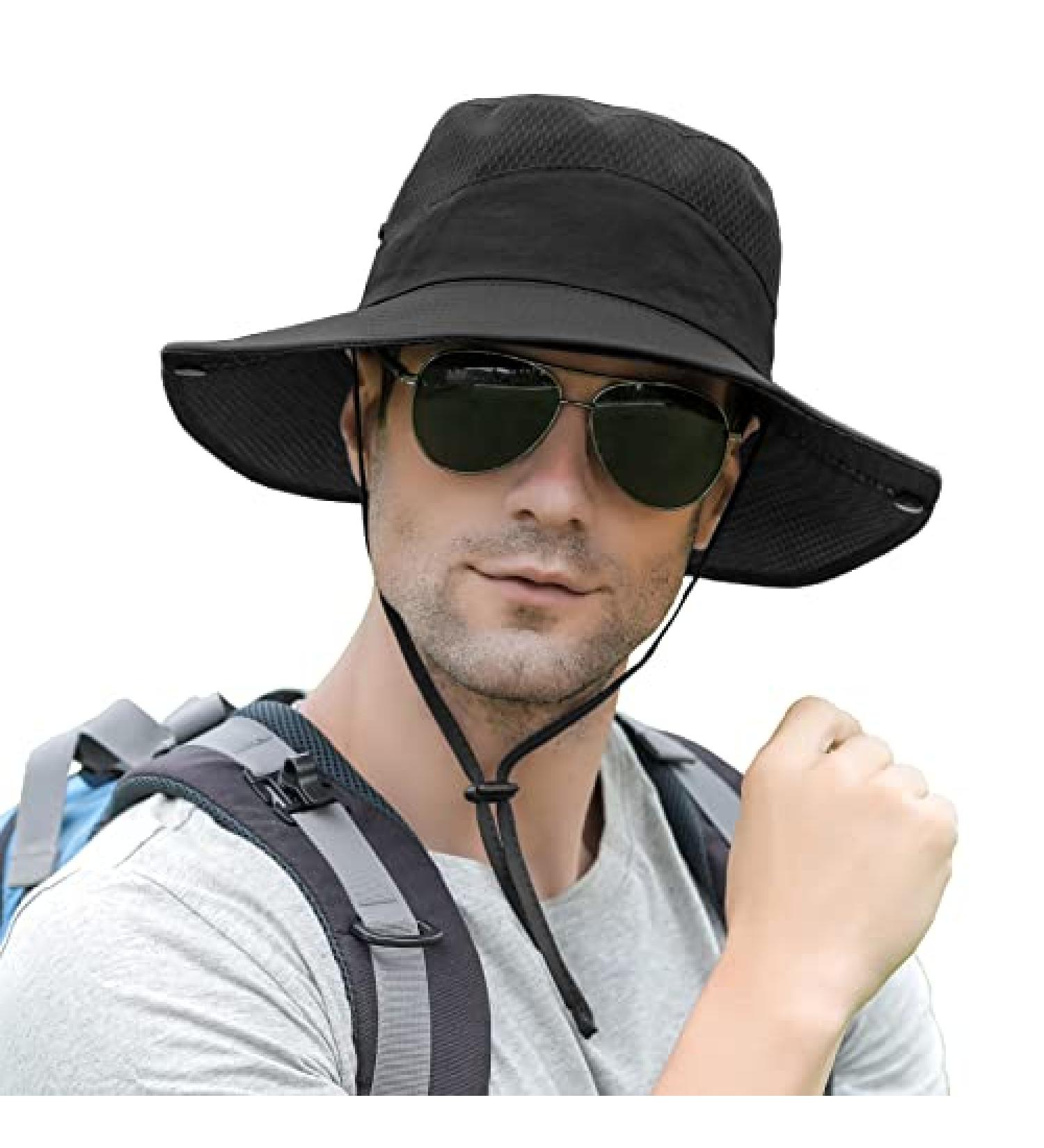 Aenmt Waterproof Wide Brim Sun Hat for Men/Women - UV Protection Bucket Hat for Fishing, Hiking, Beach - Black - Buy Online on GoSupps.com