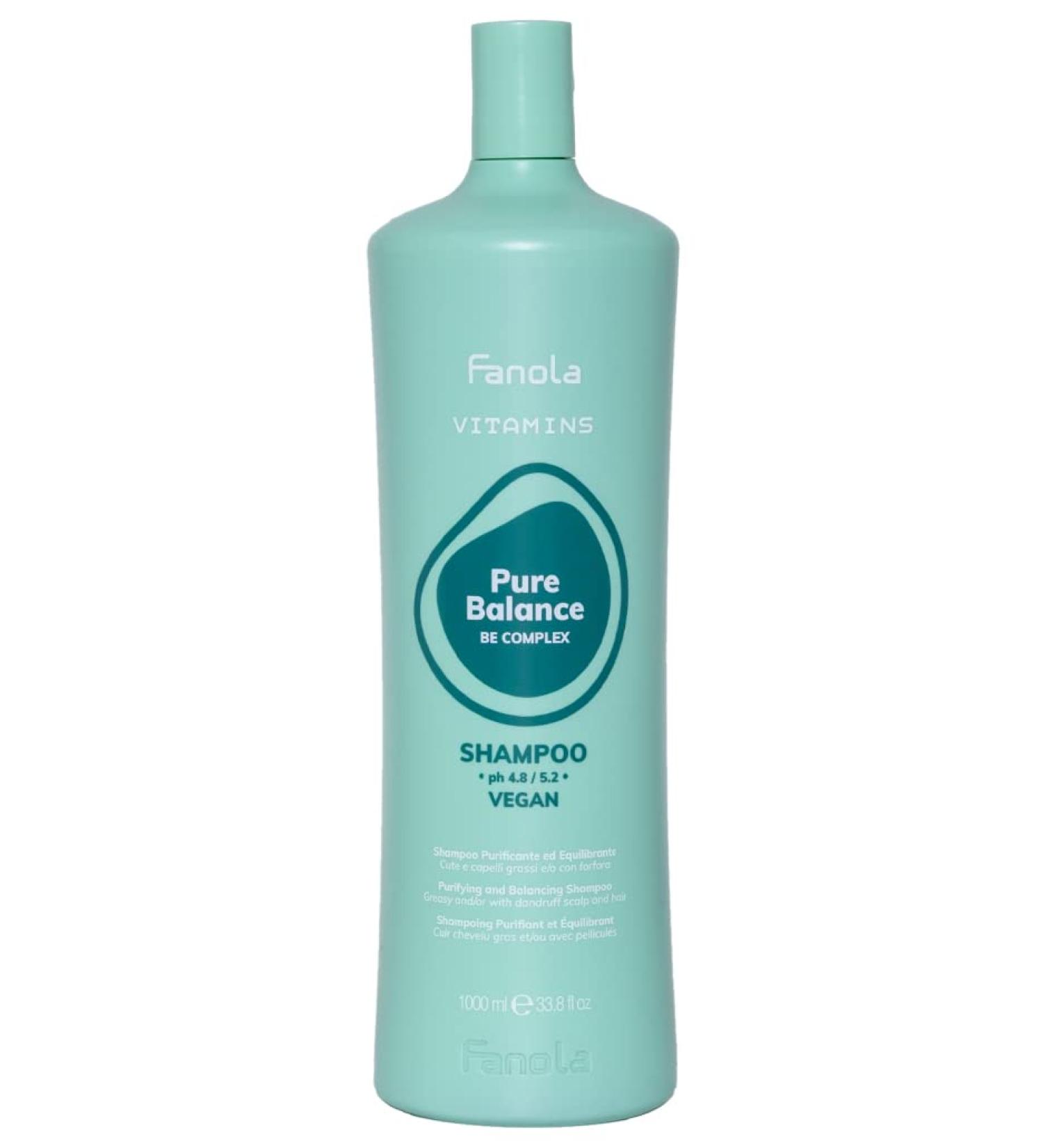Fanola Vitamins Pure Balance Gentle anti-dandruff cleansing shampoo with dermo-purifying and rebalancing action enriched with vitamins B and E 1000 ml