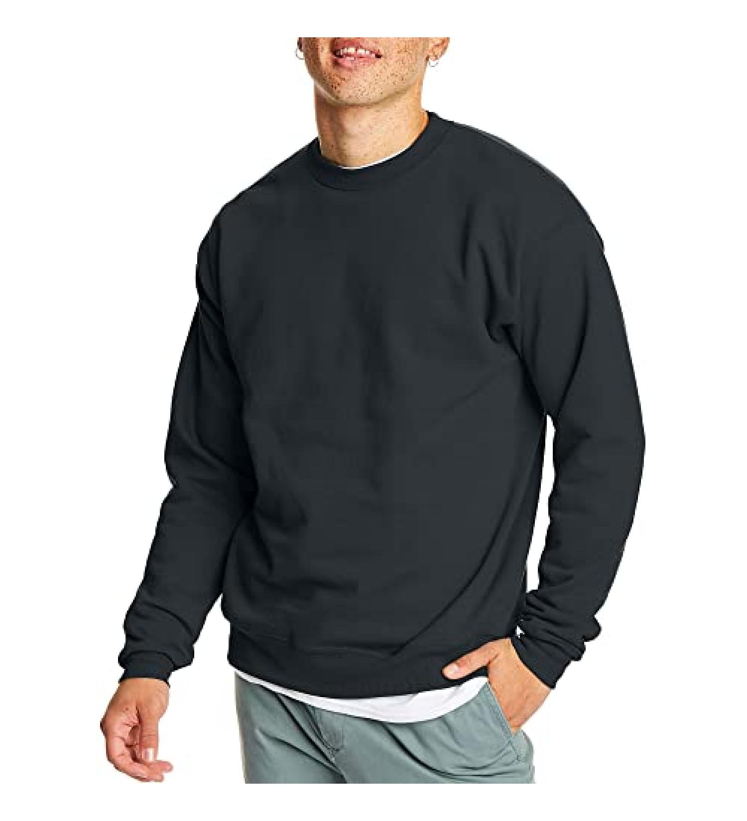Hanes Men's EcoSmart Sweatshirt - Large, Black - Buy Online on GoSupps.com