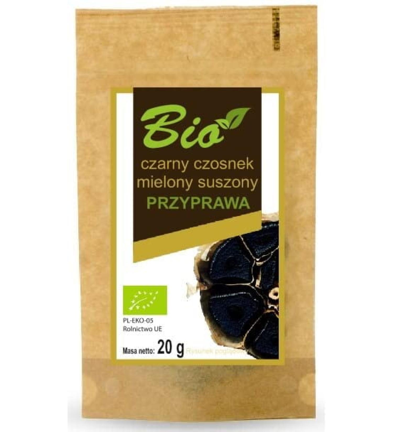 Organic Dried Black Ground Garlic 20g - PRZETWORY Z NATURY