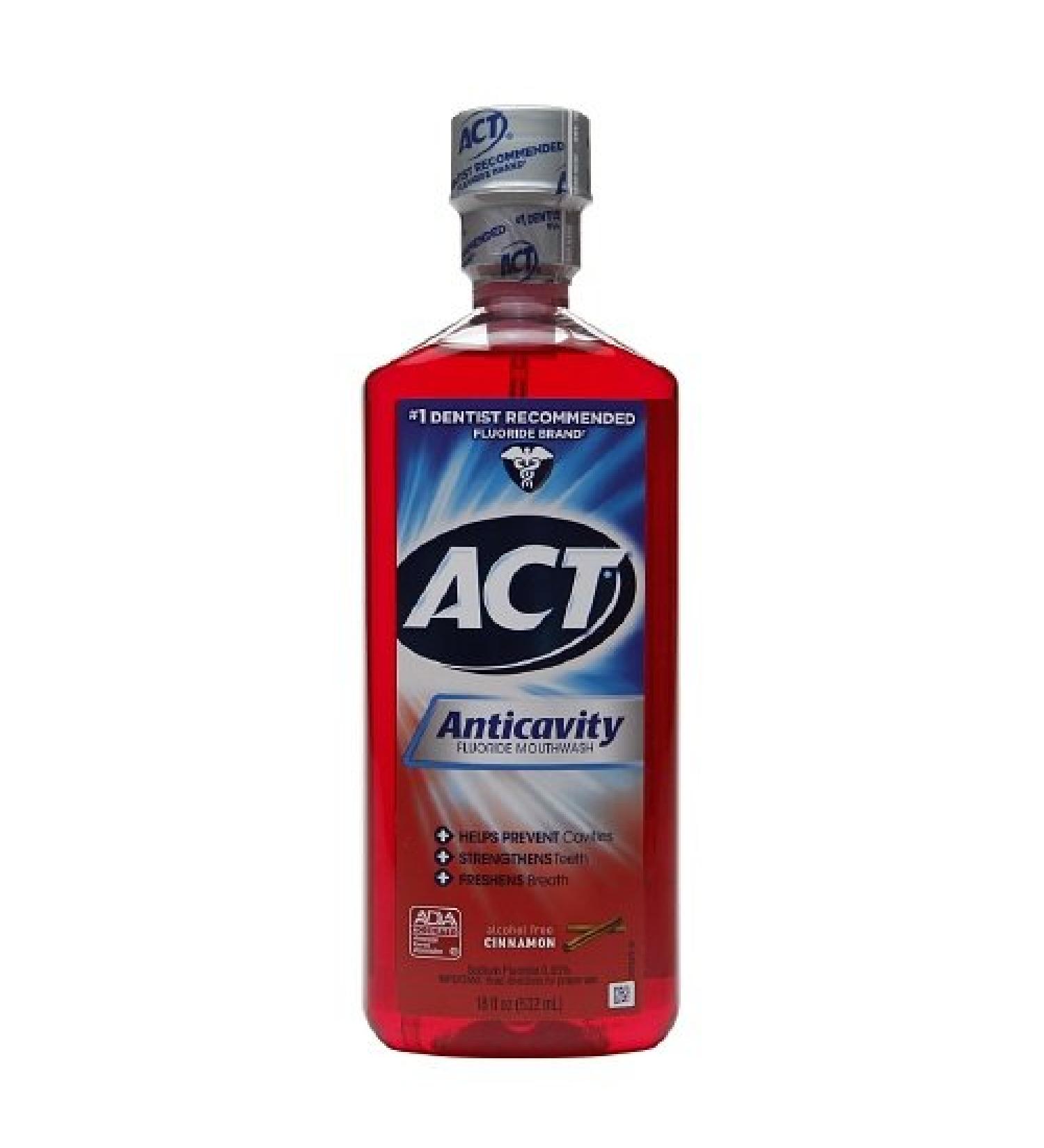ACT Alcohol Free Anticavity Fluoride Mouthwash Cinnamon 18 fl oz