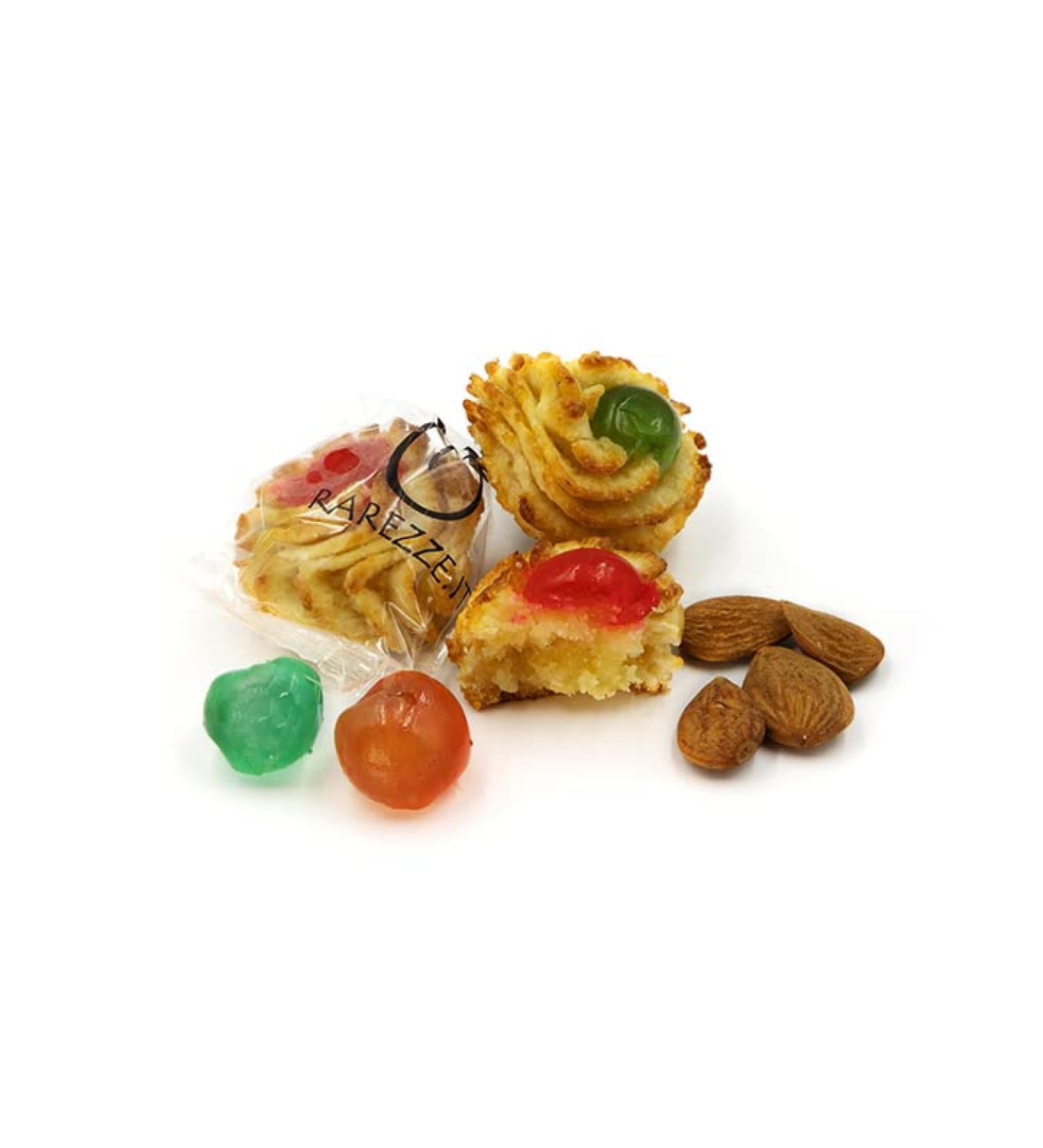 RAREZZE - classic Sicilian curly almond paste with cherry in a beautiful decorated gift box (kg.1). Directly from Sicily by the old artisan pastry workshop - Buy Online on GoSupps.com