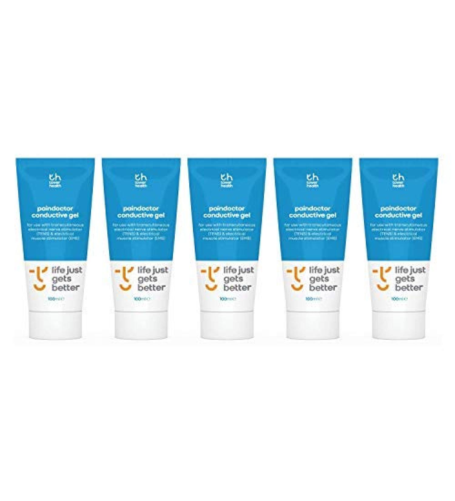 5X Paindoctor Conductive Gel | Improve Conductivity for Best Stimulation and Results - Attach Electrodes that Have Lost Their Self-adhesive Properties | To Be Used with TENS and EMS Electrodes | New Size 100ml