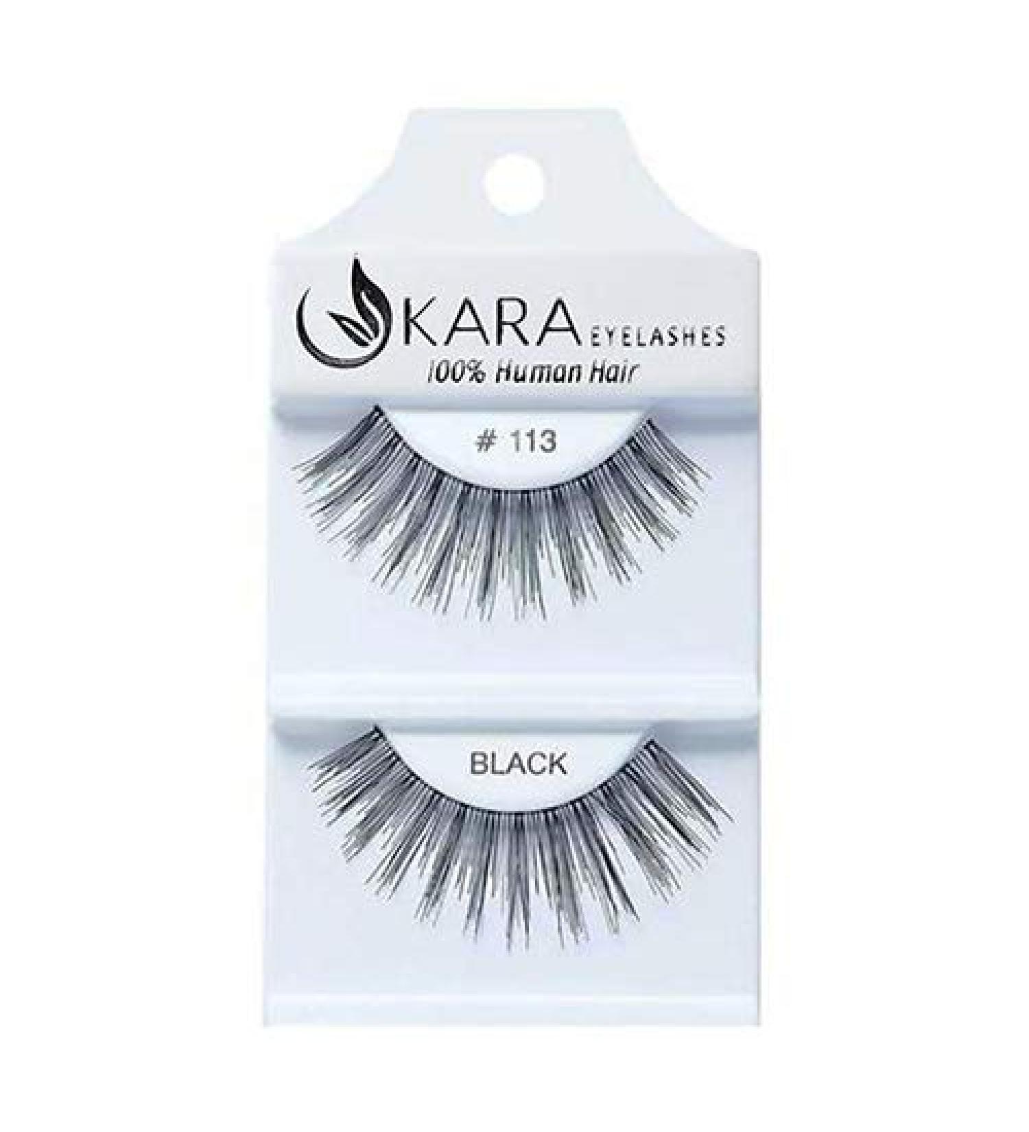 Kara Beauty Human Hair Eyelashes - 113 (Pack of 12)
