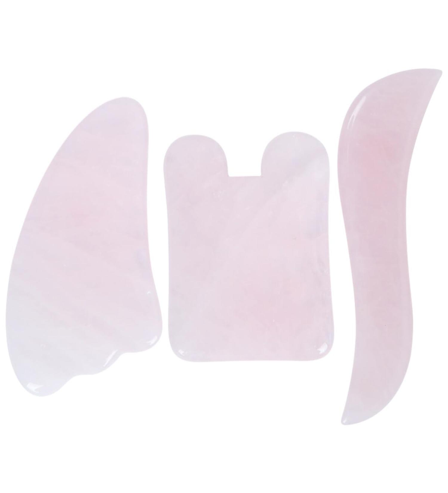 FOMIYES 3pcs Gua Sha Massager Set - Pink Facial & Body Crystal Massage Tools for Rejuvenation | International Shipping Available - Buy Online on GoSupps.com