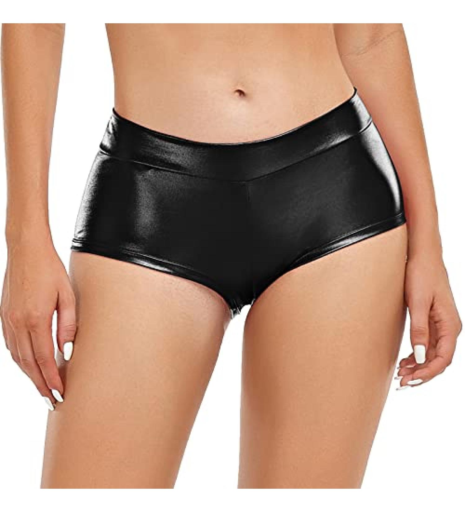 Javly Women's Metallic Rave Booty Shorts - X-Small Black | Halloween Clubwear - Buy Online on GoSupps.com