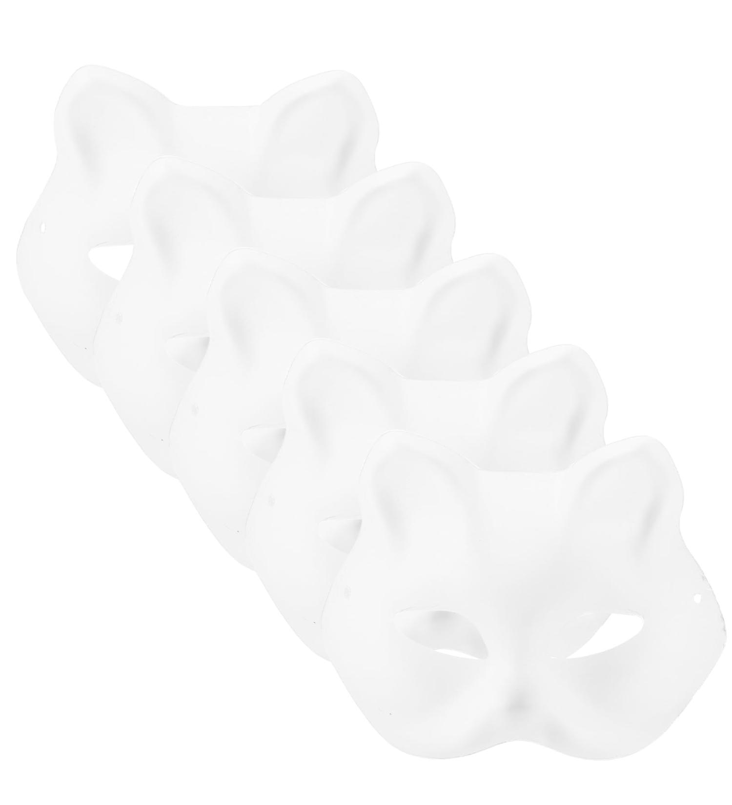 AOKWAWALIY 5pcs White Cat Masks | Blank DIY Halloween & Cosplay Half Face Masks | Perfect Masquerade Party Supplies - Buy Online on GoSupps.com