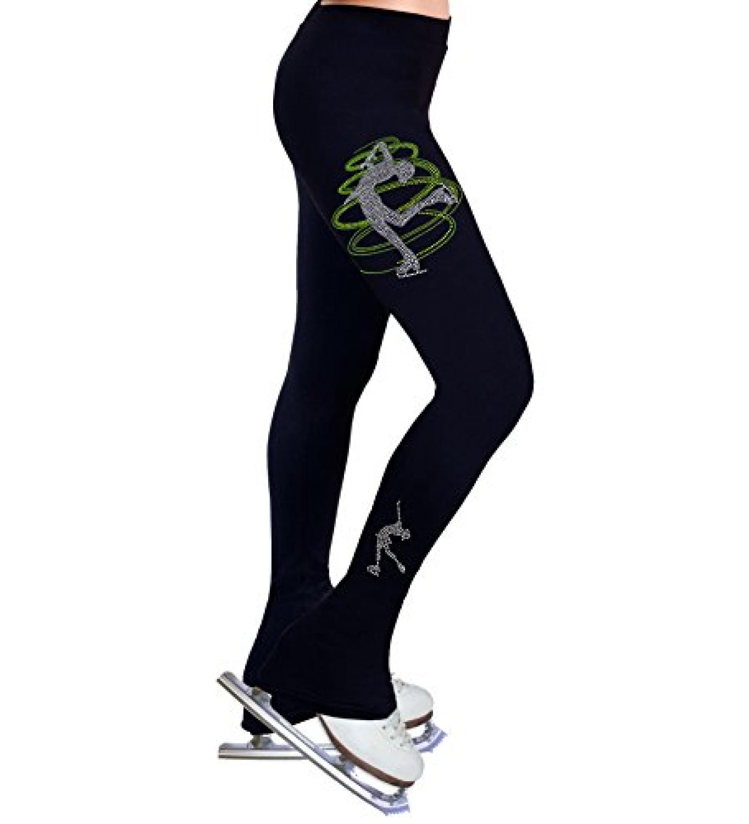NY2 SPORTSWEAR Figure Skating Practice Pants with Rhinestones R233MIX Lime X-Small